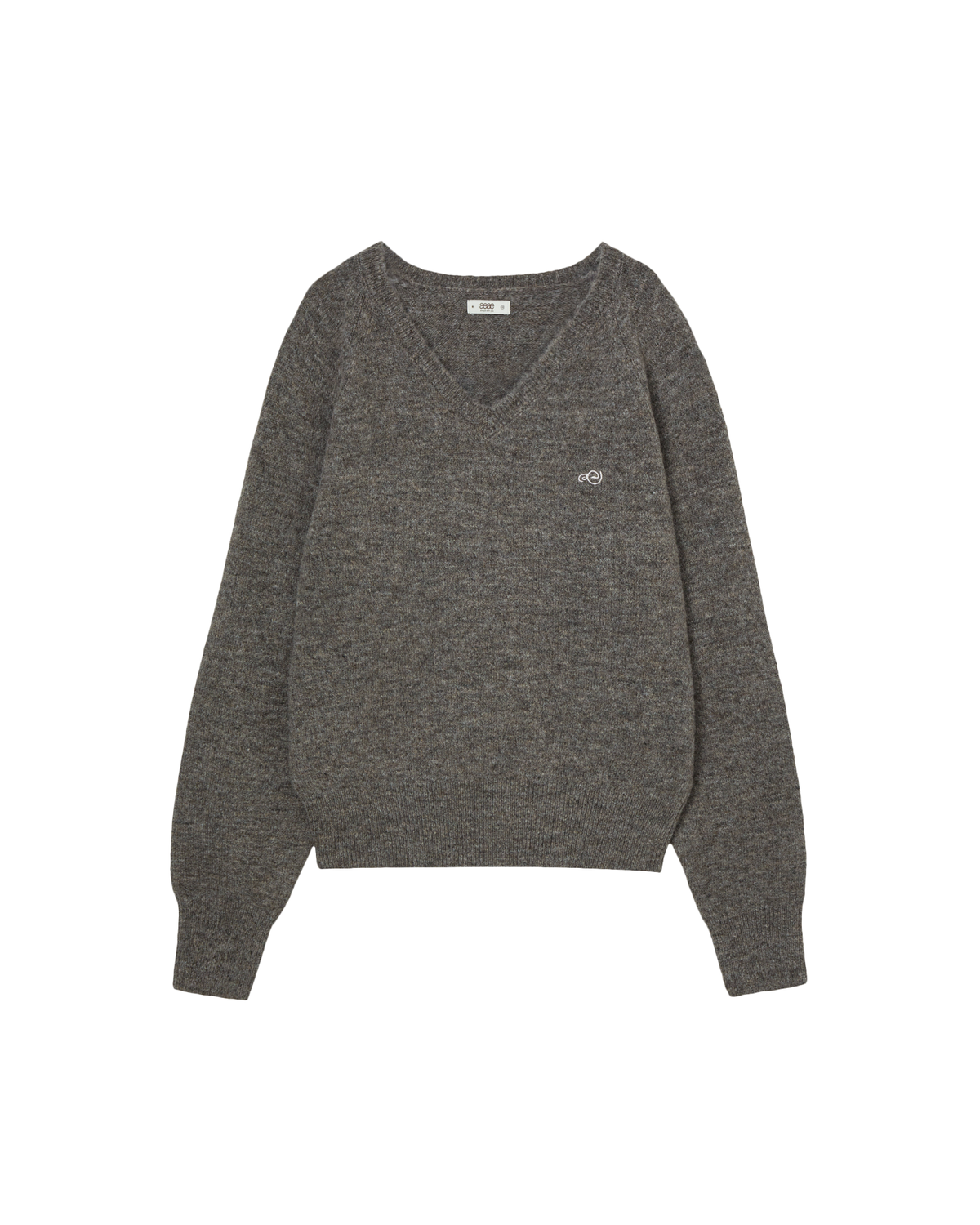 SYMBOL V NECK KNIT [MELANGE BROWN]