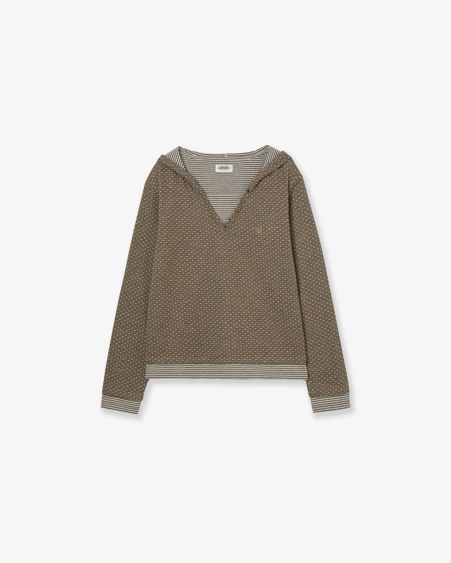 【10月下旬お届けアイテム】HOODED HENLY NECK TEE [KHAKI]