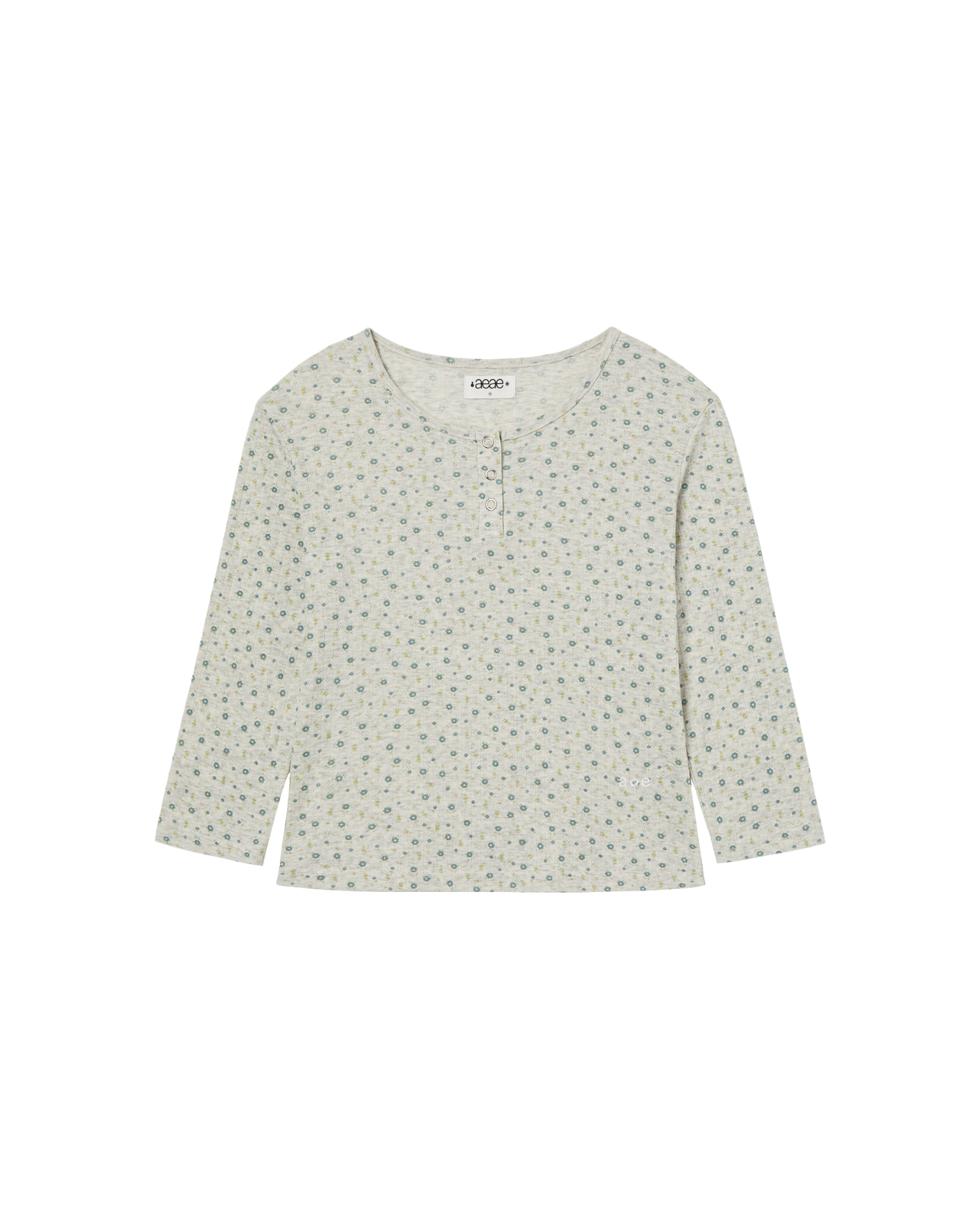 FLOWER HENLEY NECK TEE [OATMEAL]