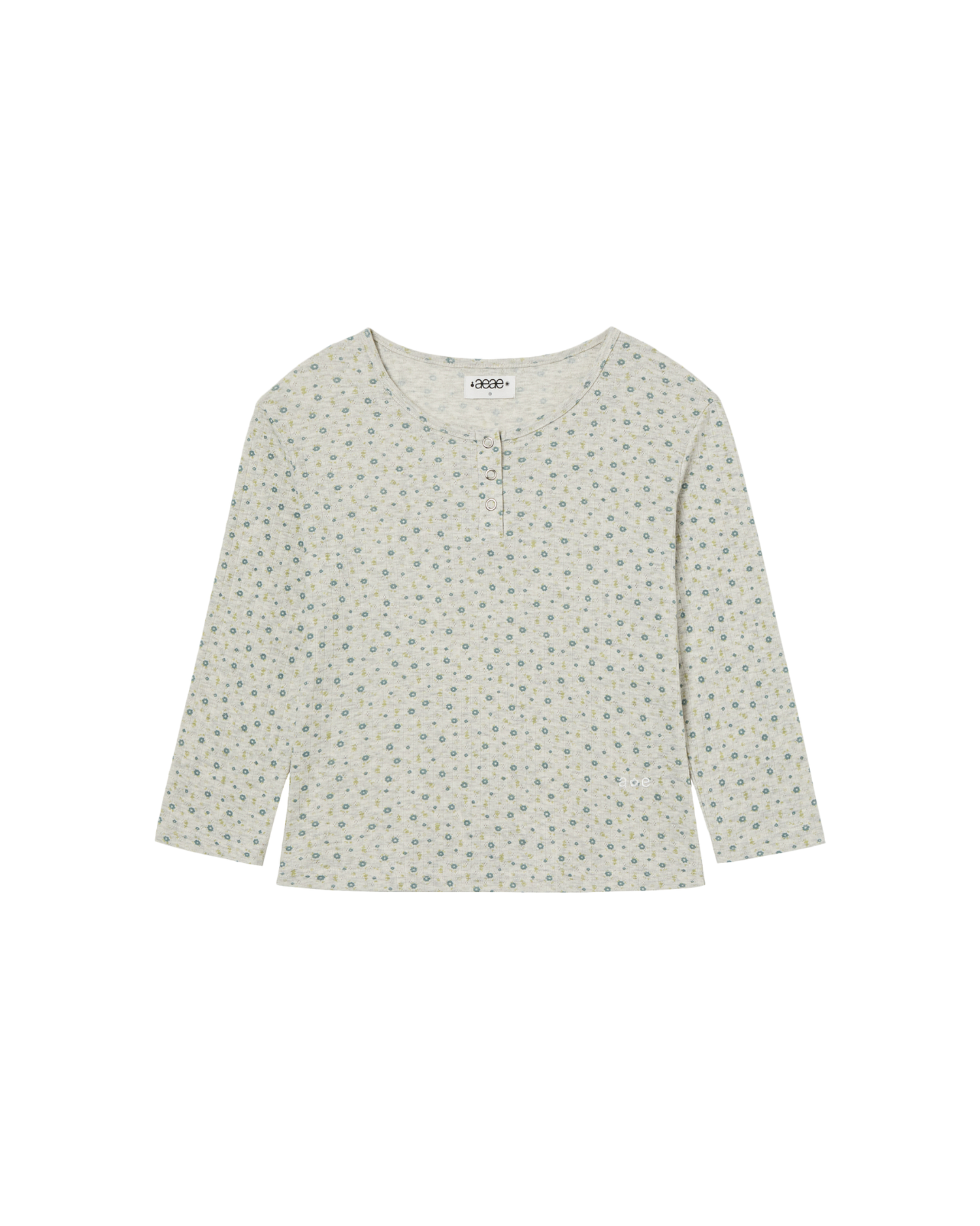 FLOWER HENLEY NECK TEE [OATMEAL]