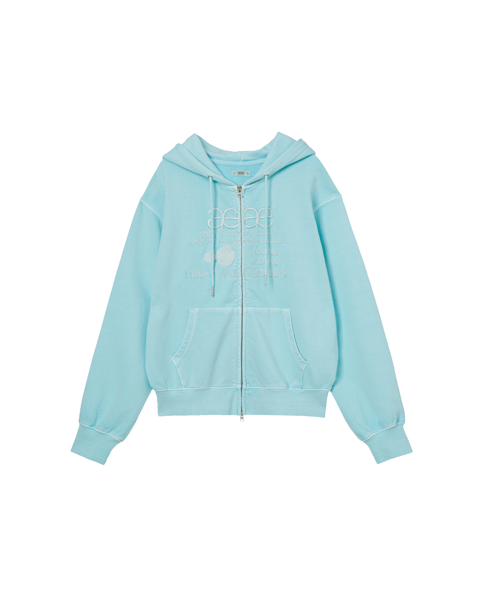 WEB LOGO WASHED HOOD ZIP UP [BLUE]