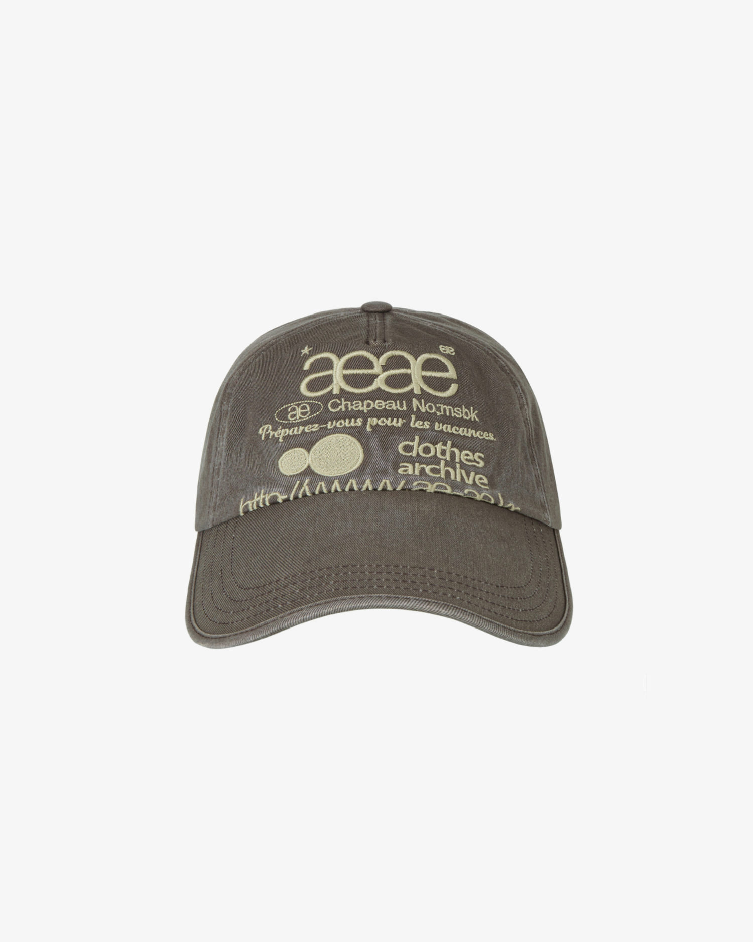 WEB LOGO WASHED 5 PANNEL BALL CAP [BROWN]