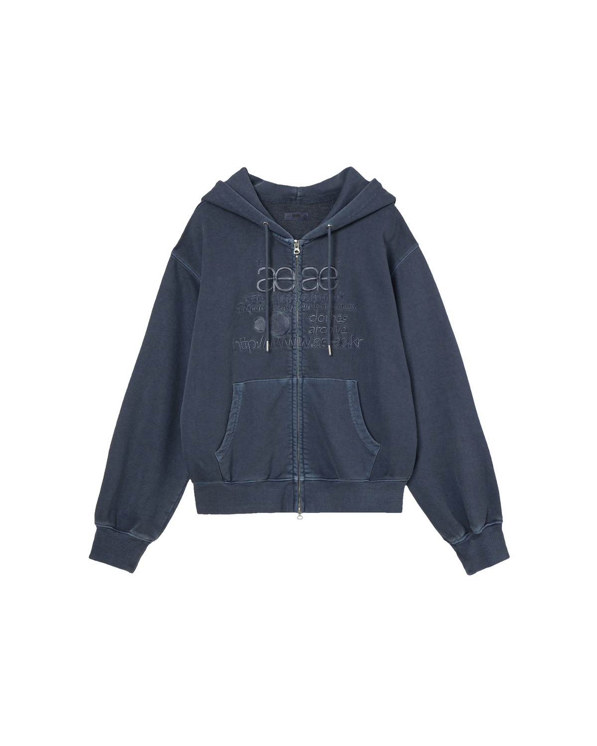 WEB LOGO WASHED HOOD ZIP UP [NAVY]