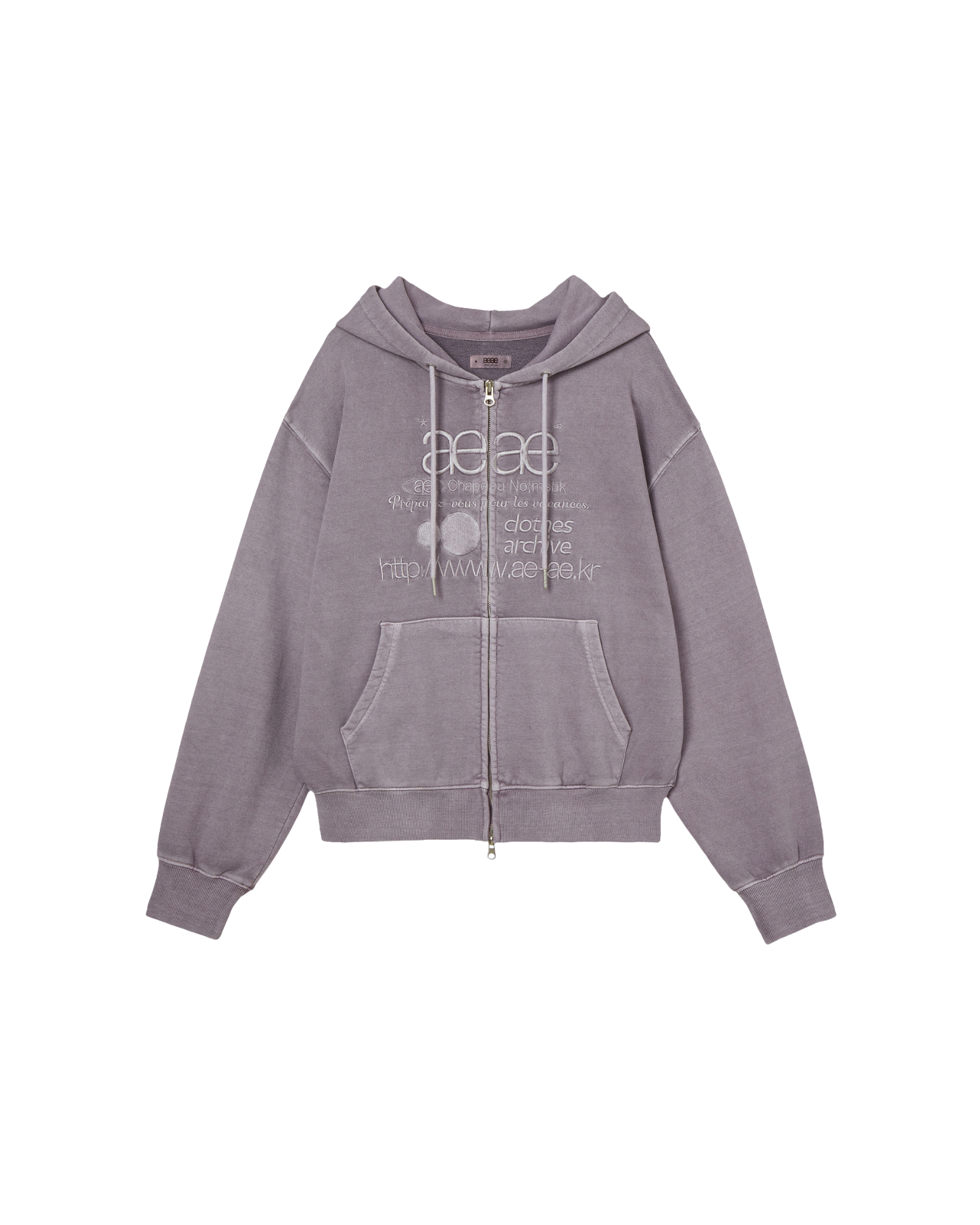 WEB LOGO WASHED HOOD ZIP UP [PURPLE GREY]