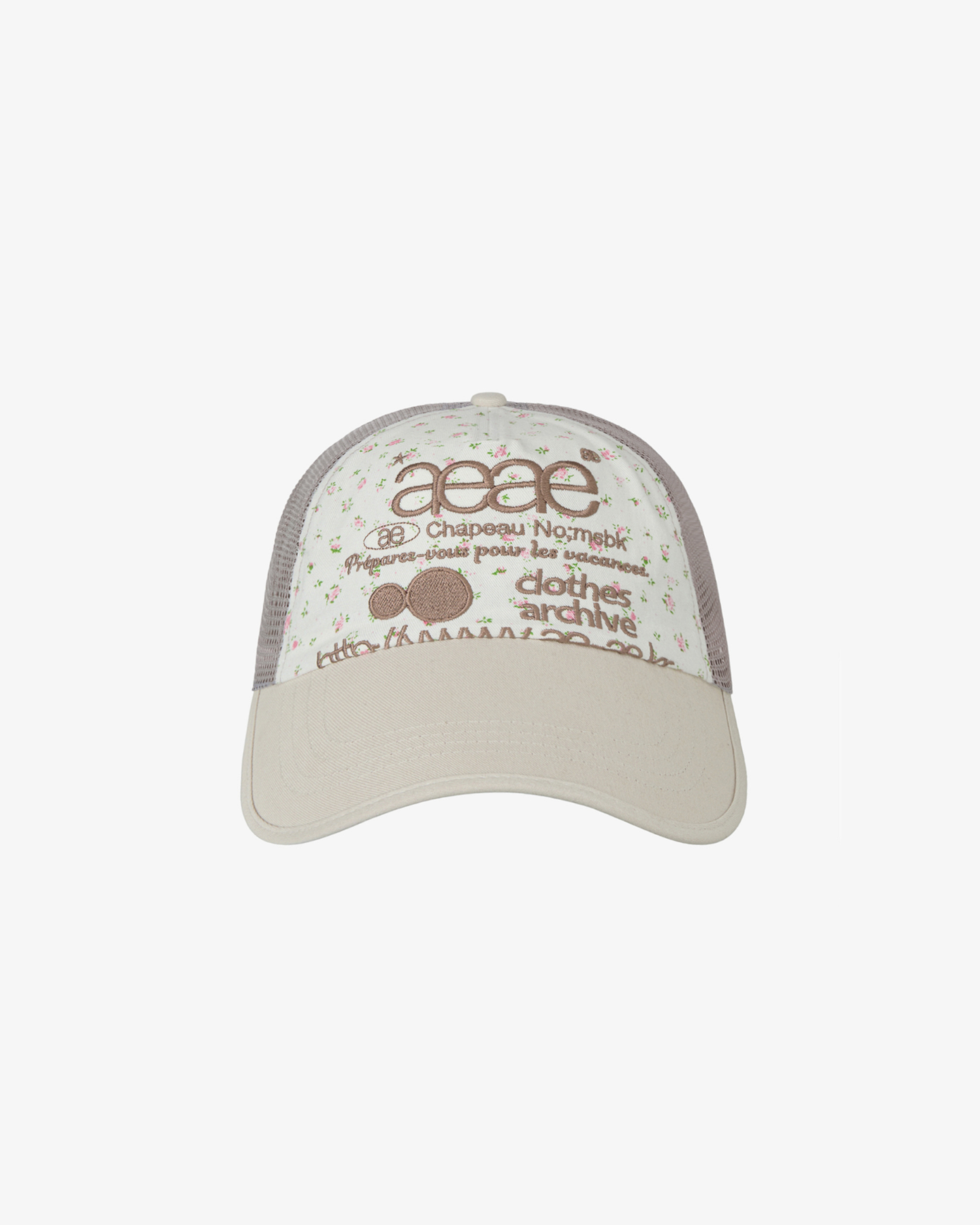 WEB LOGO FLOWER MESH CAP [WHITE/BEIGE]