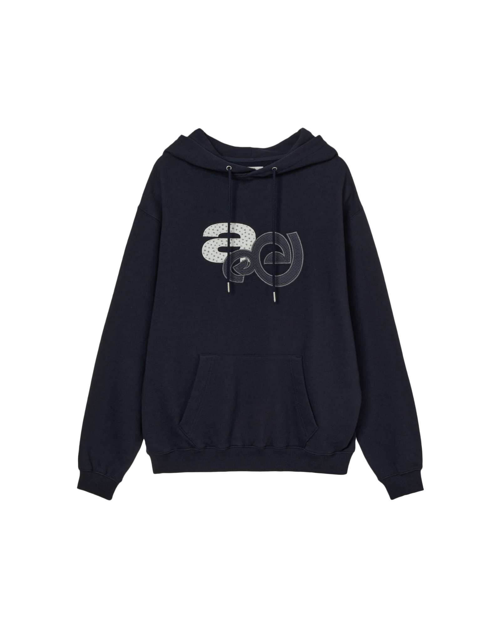 APPLIQUE FLOWER LOGO HOODIE [NAVY]