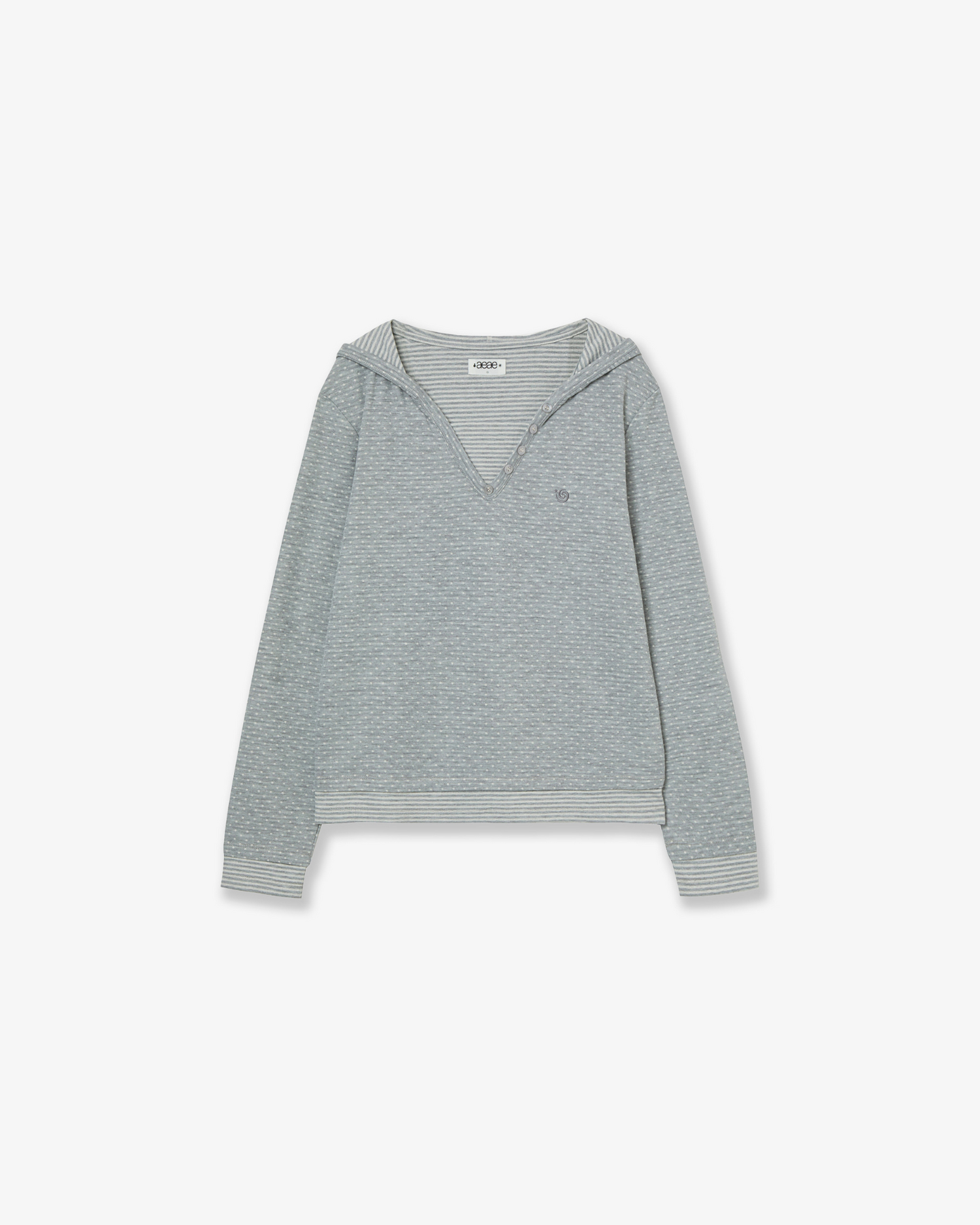 【10月下旬お届けアイテム】HOODED HENLY NECK TEE [LIGHT GREY]