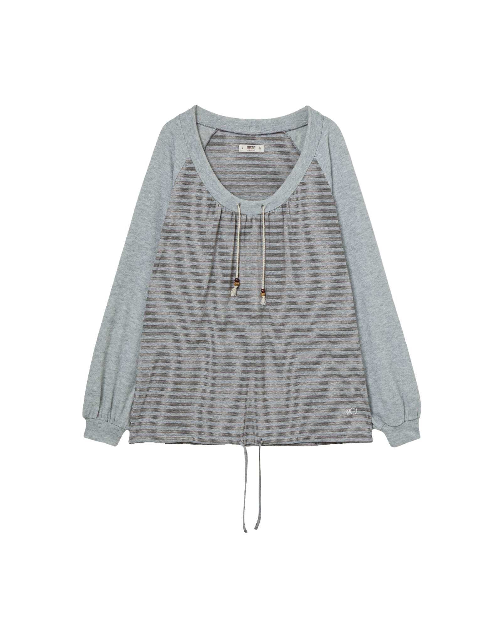 STRIPE DRAWSTRING TOP [GREY]