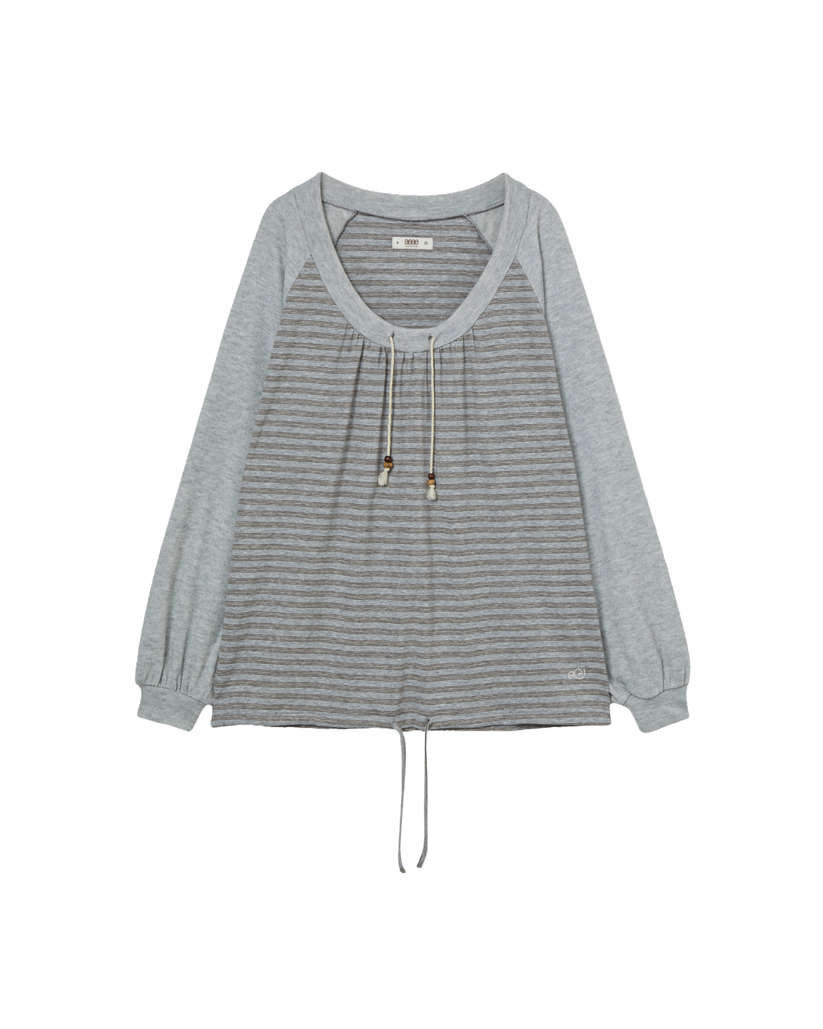 STRIPE DRAWSTRING TOP [GREY]