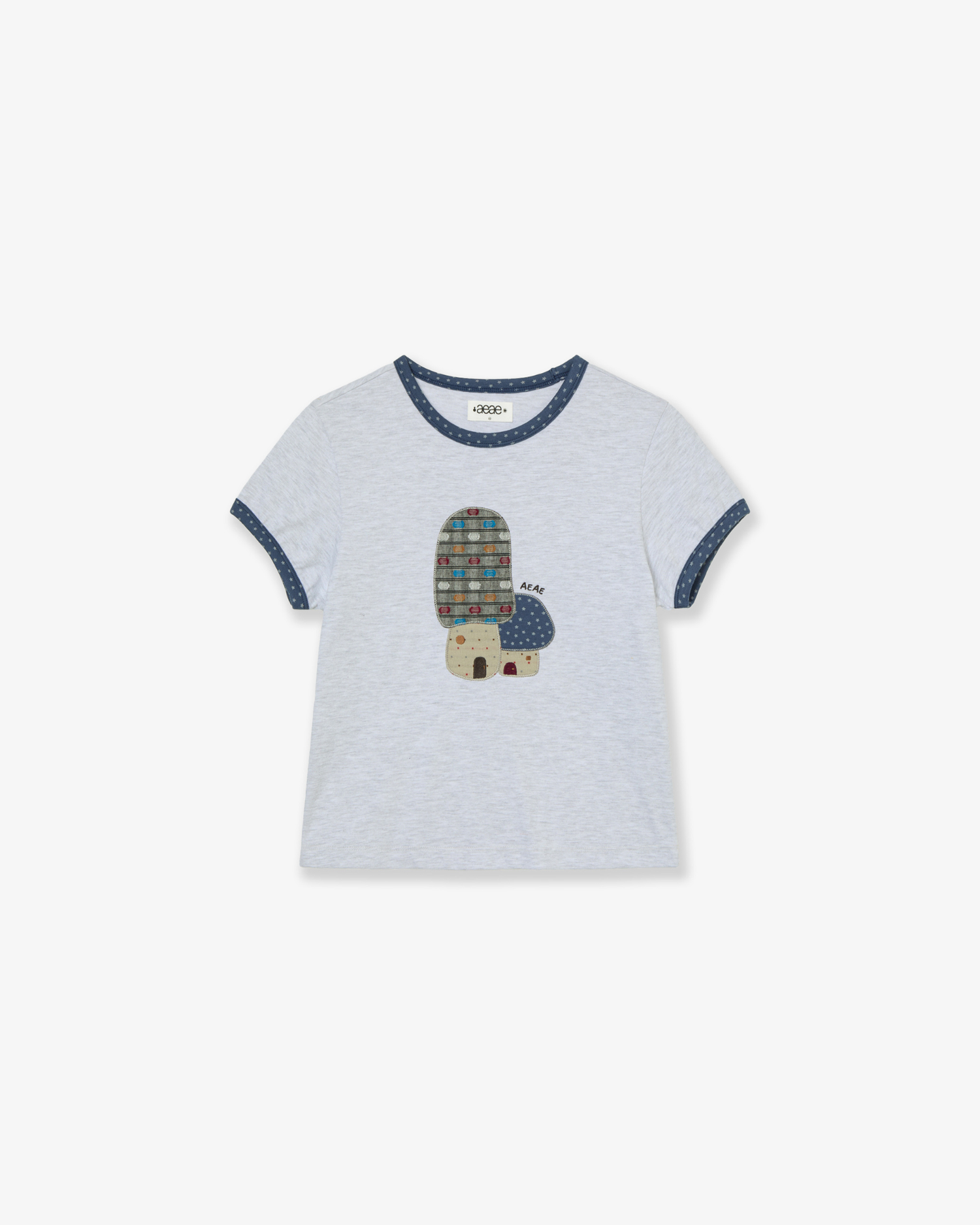 MUSHROOM APPLIQUE TEE [LIGHT GREY]