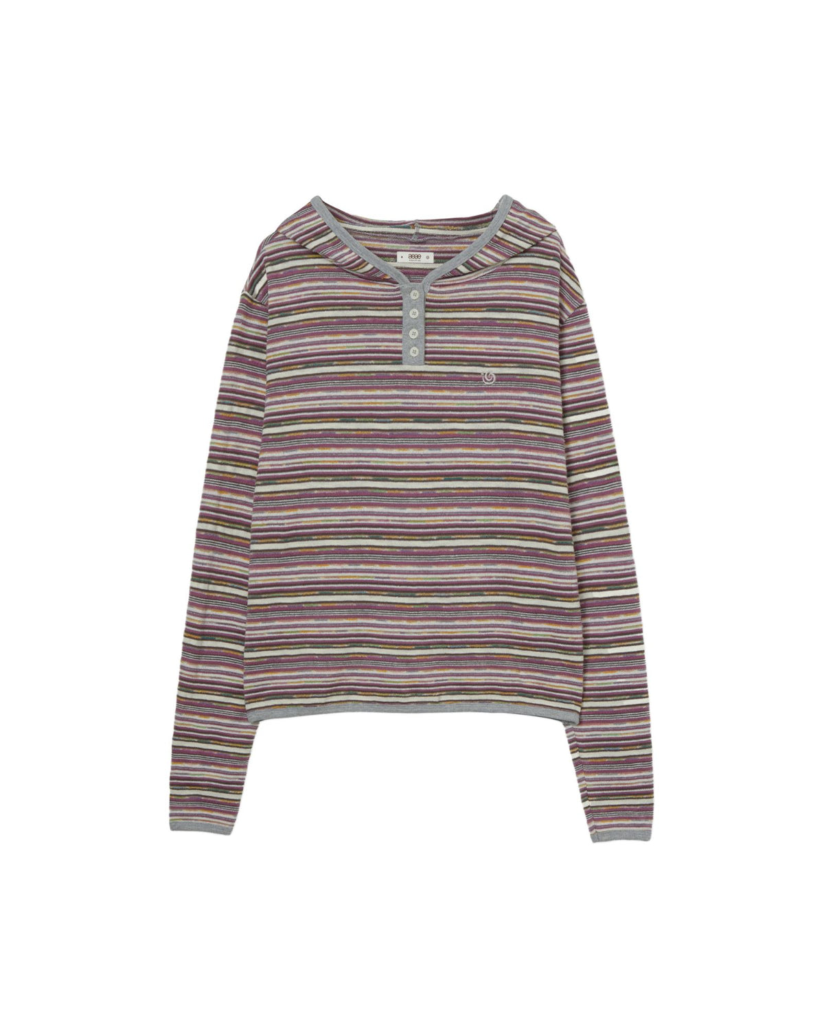 STRIPE KNIT HOODIE [PURPLE]