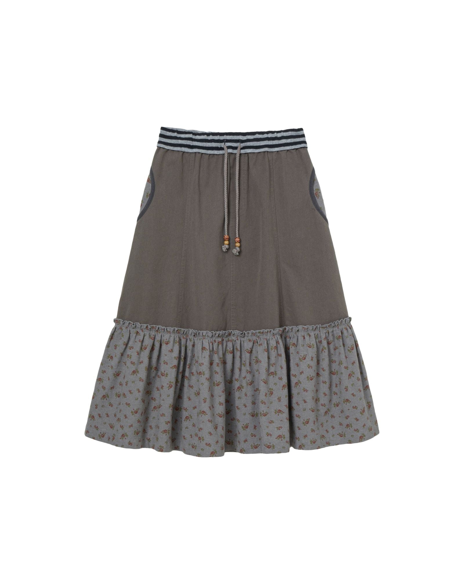 FLOWER BLOCK SKIRT [CHARCOAL]