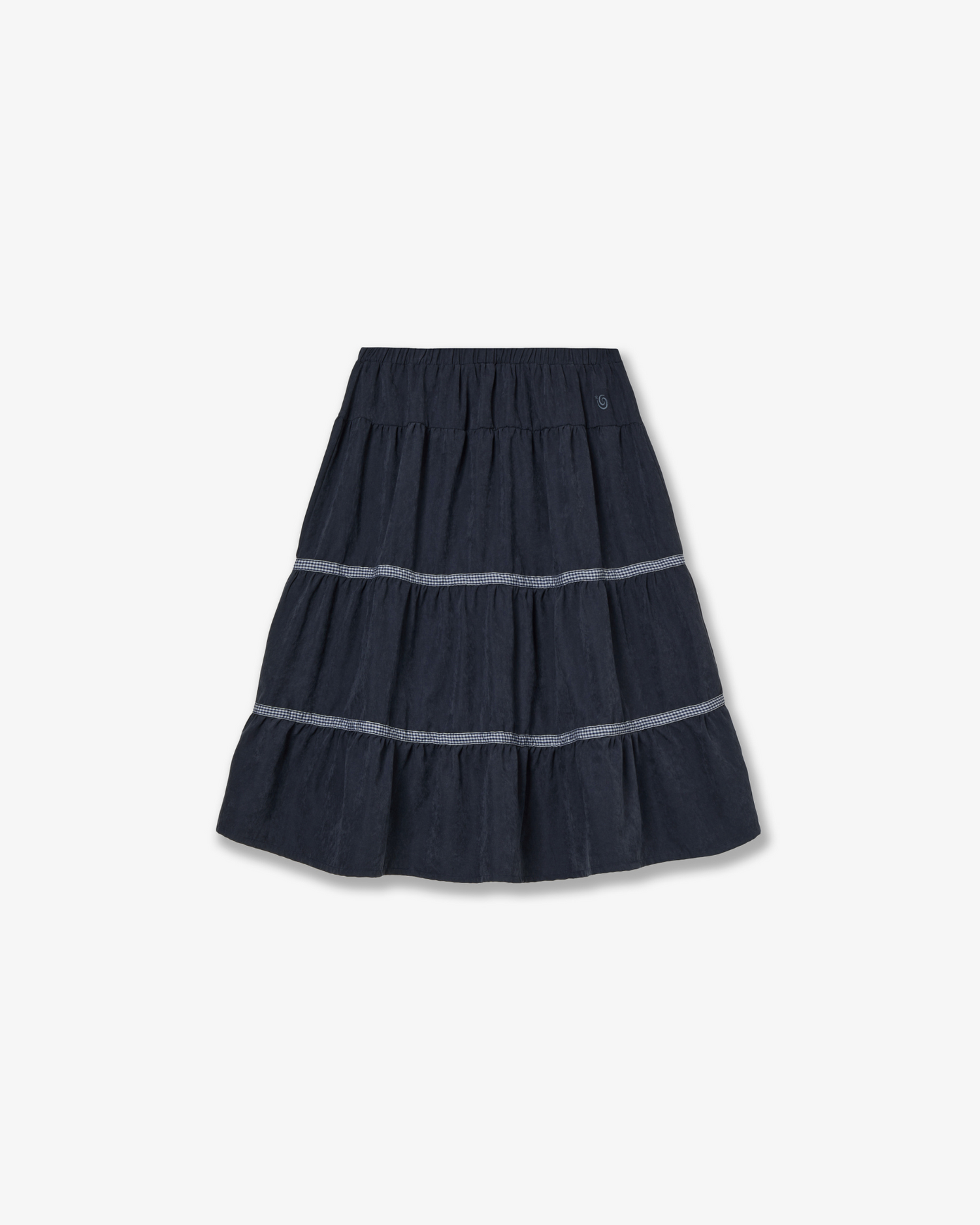 【10月中旬お届けアイテム】CHECK MIDI TIERED SKIRT [NAVY]