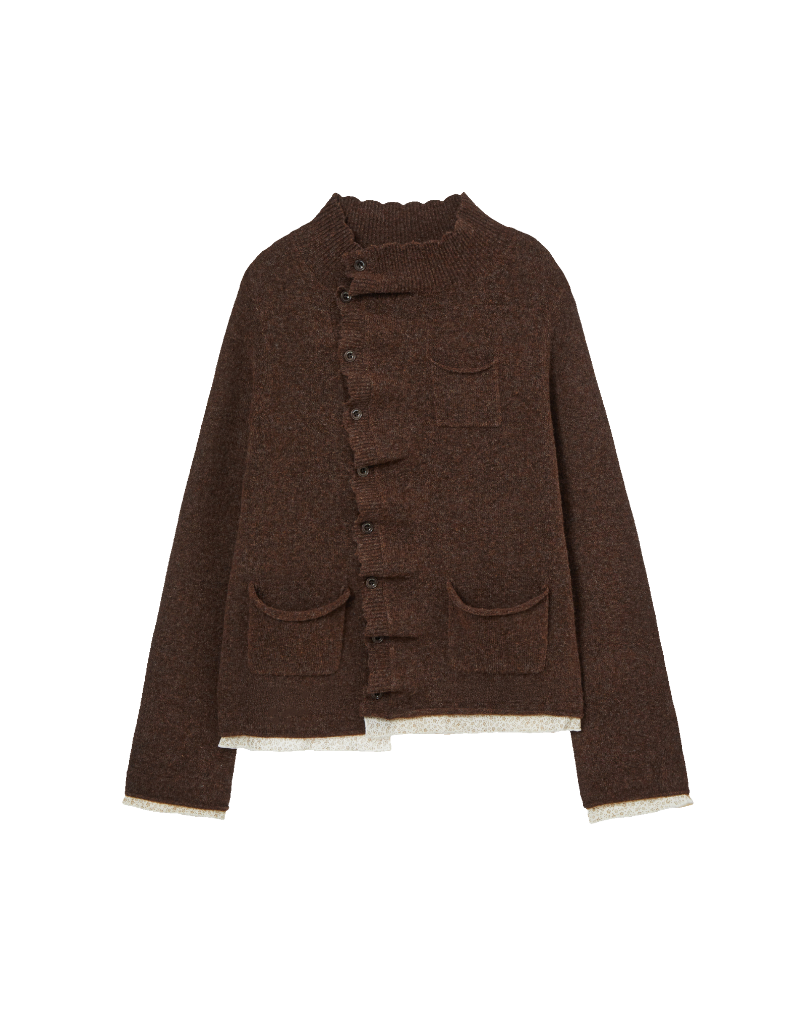 WRINKLE LAYERED CARDIGAN [BROWN]