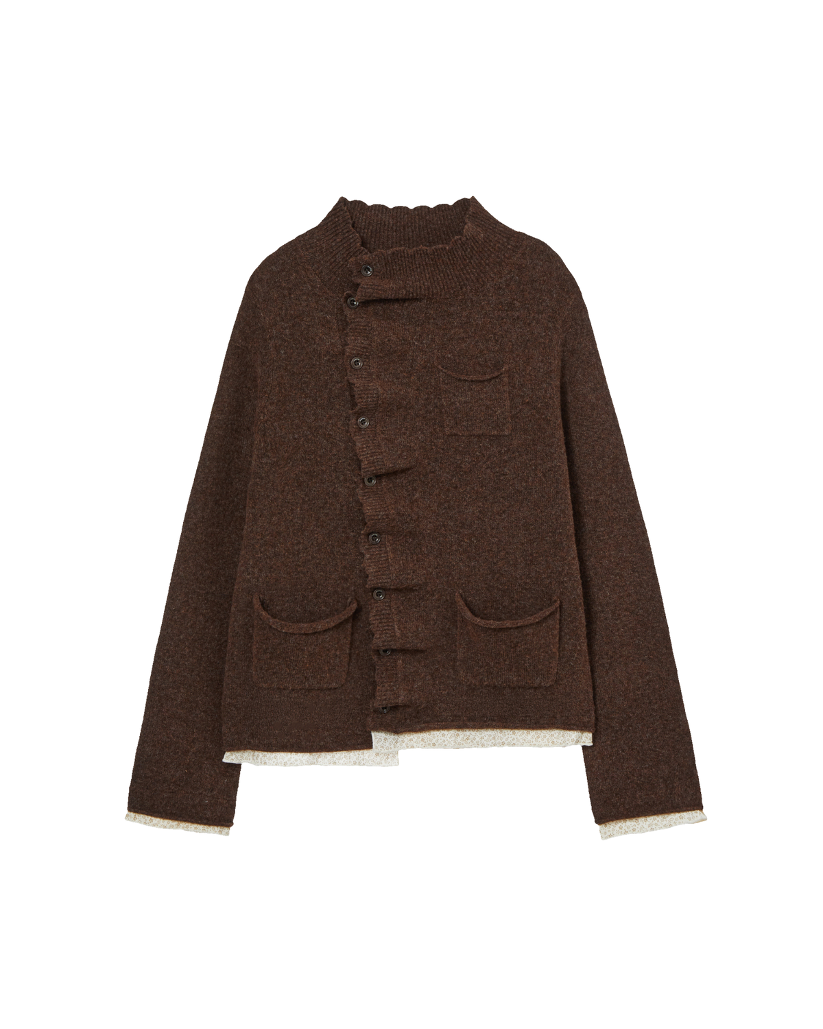 WRINKLE LAYERED CARDIGAN [BROWN]