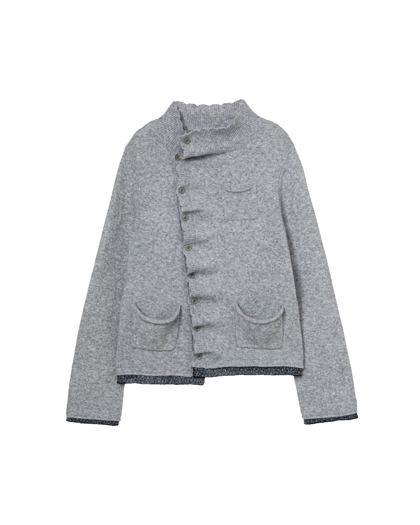 WRINKLE LAYERED CARDIGAN [CHARCOAL]