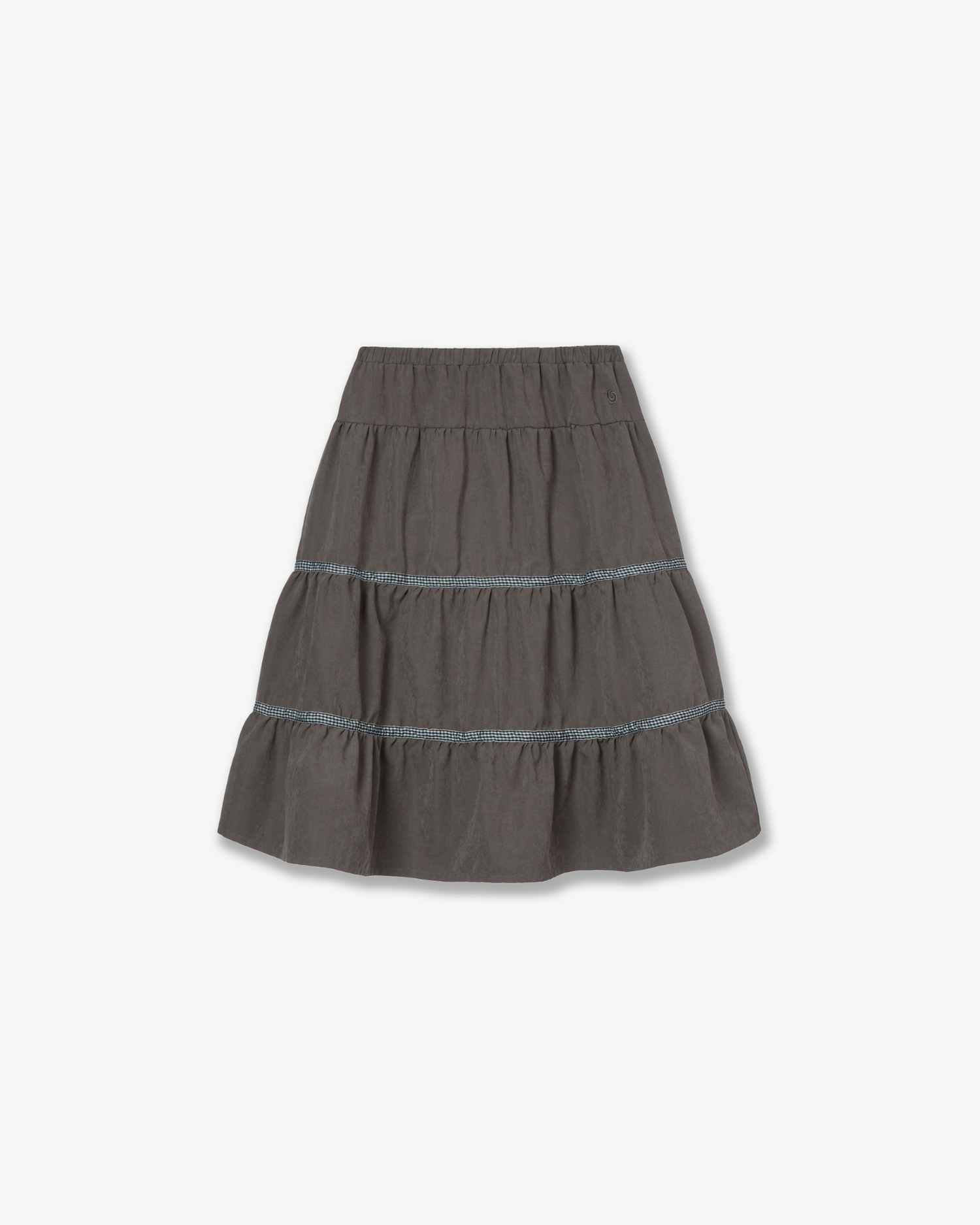 【10月中旬お届けアイテム】CHECK MIDI TIERED SKIRT [BROWN]