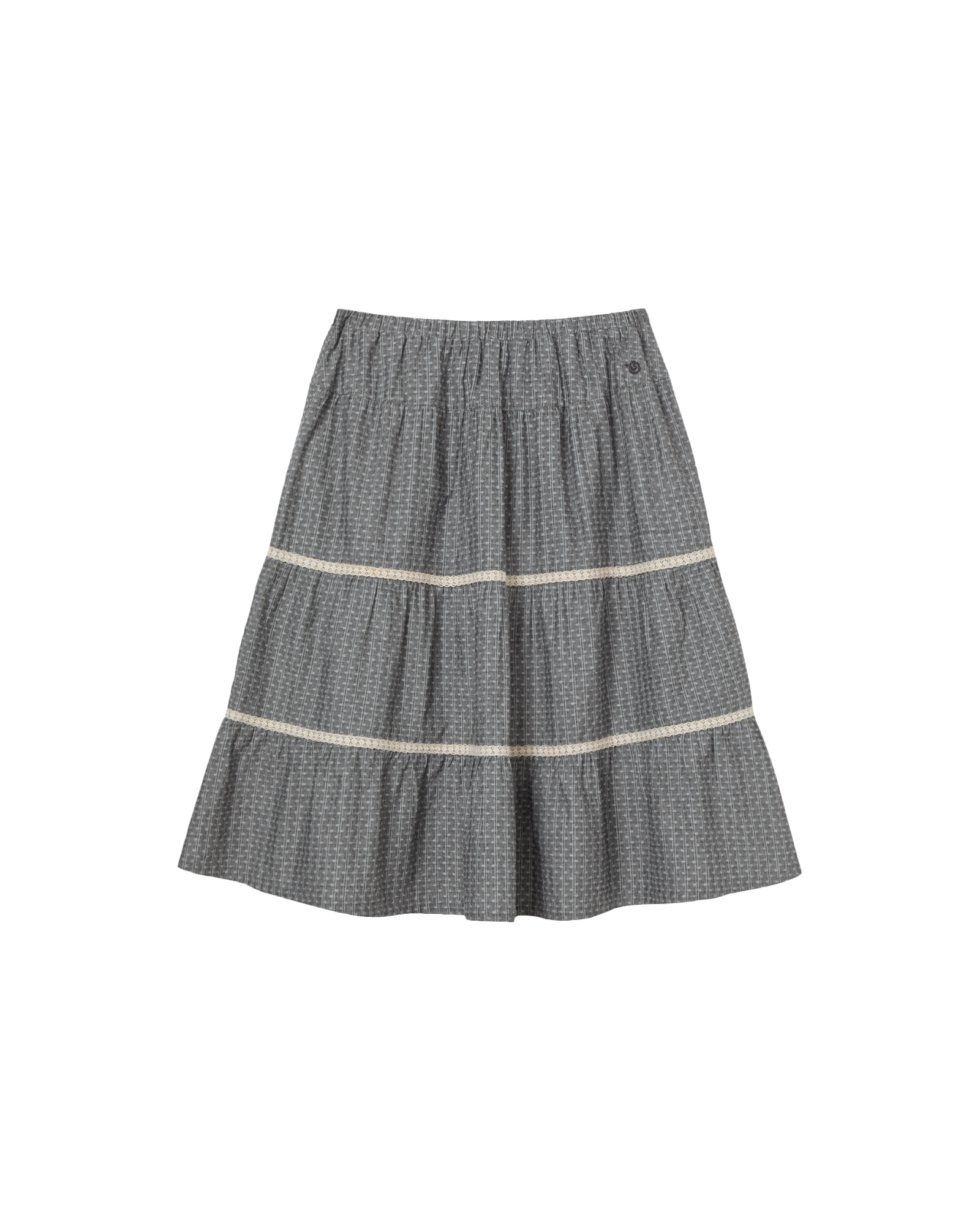 PATTERN TIERED SKIRT [CHARCOAL]