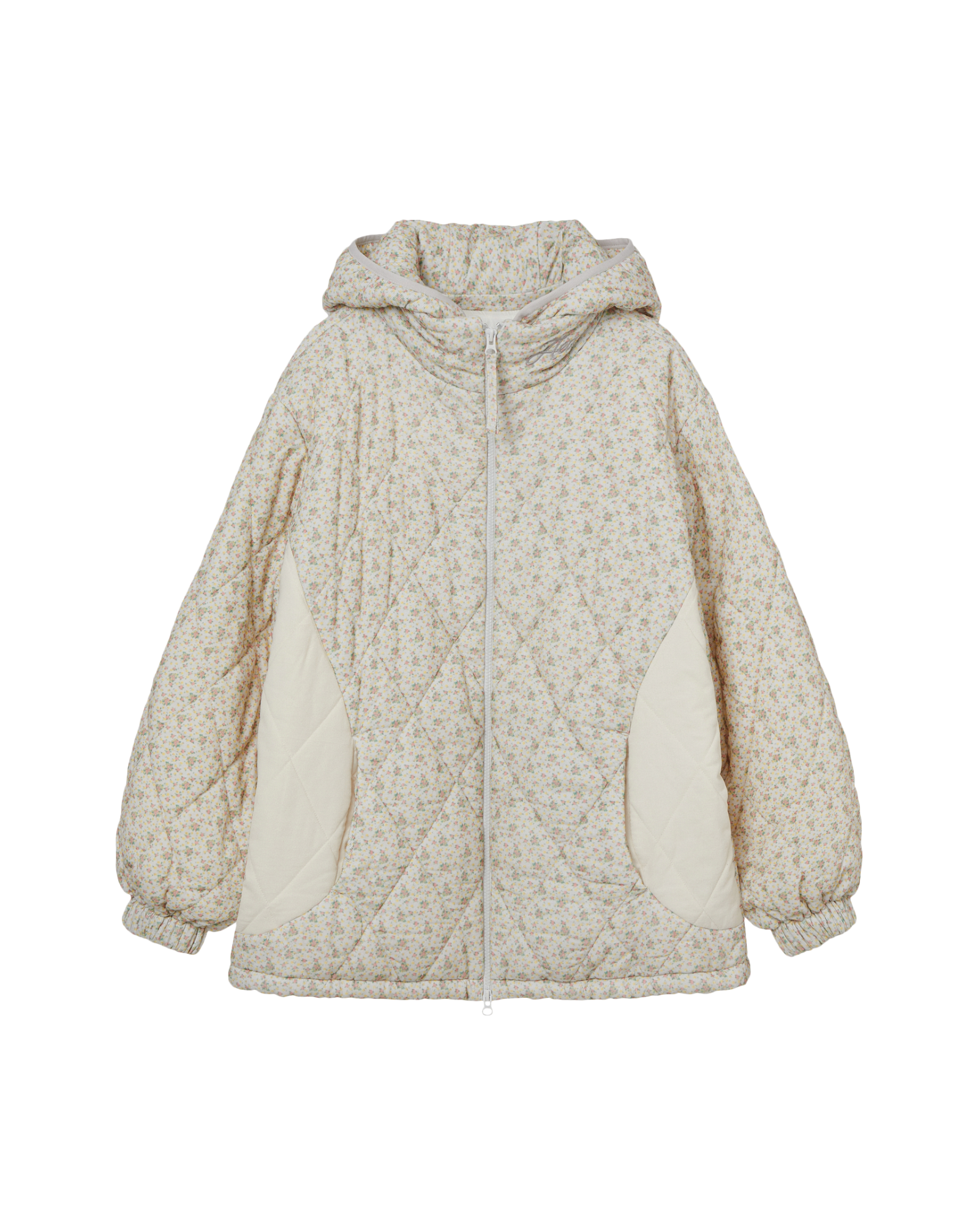 FLOWER QUILTED JACKET [LIGHT GREY]