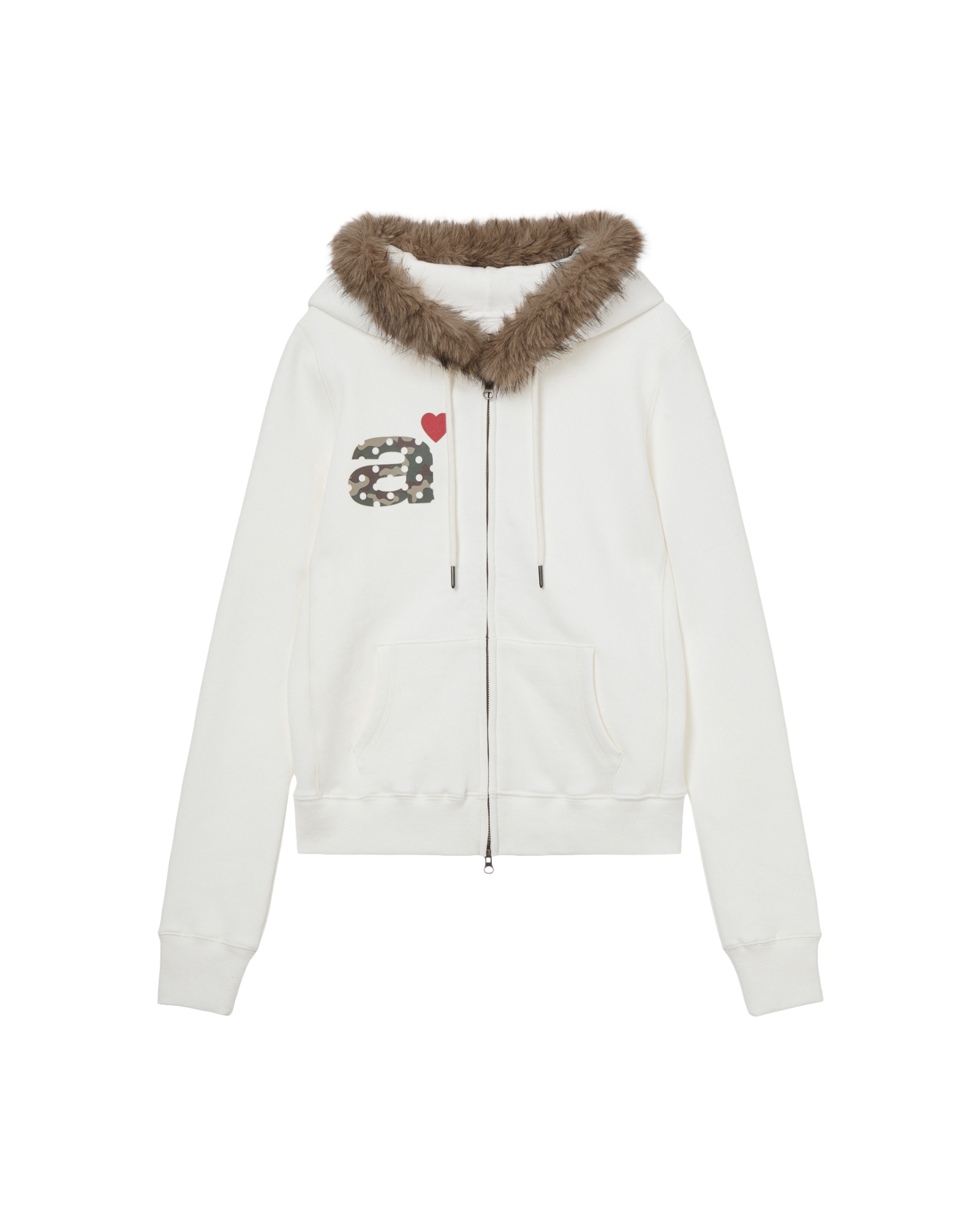 FUR DOT SMALL LETTER HOOD ZIP UP [IVORY]