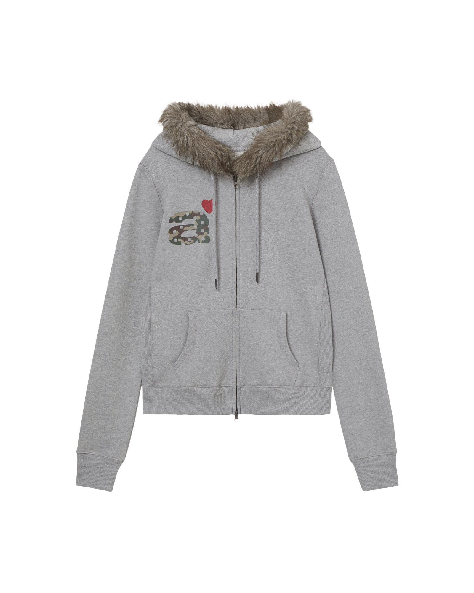 FUR DOT SMALL LETTER HOOD ZIP UP [MELANGE GREY]