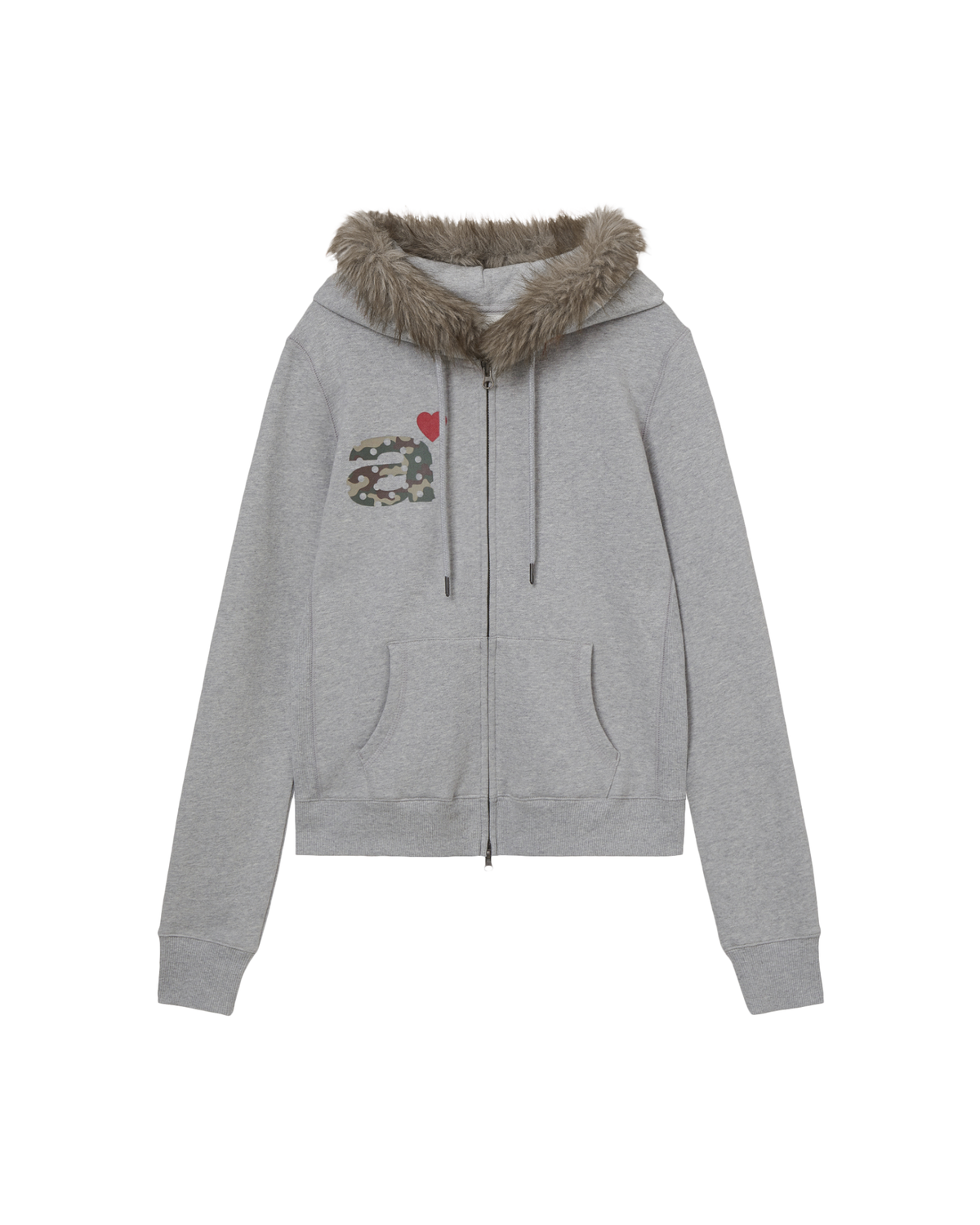 FUR DOT SMALL LETTER HOOD ZIP UP [MELANGE GREY]