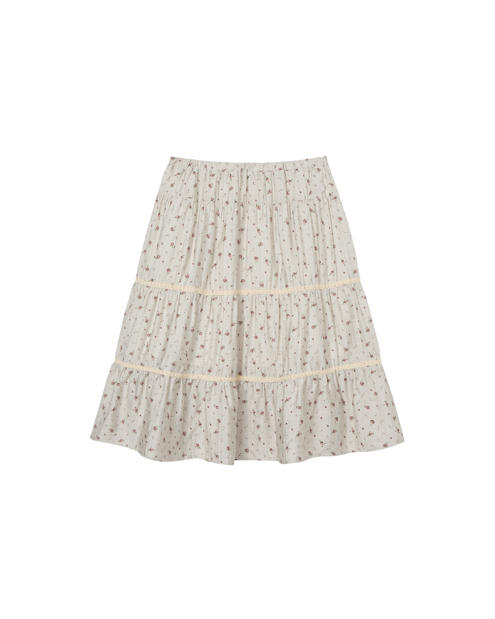 PATTERN TIERED SKIRT [BEIGE]