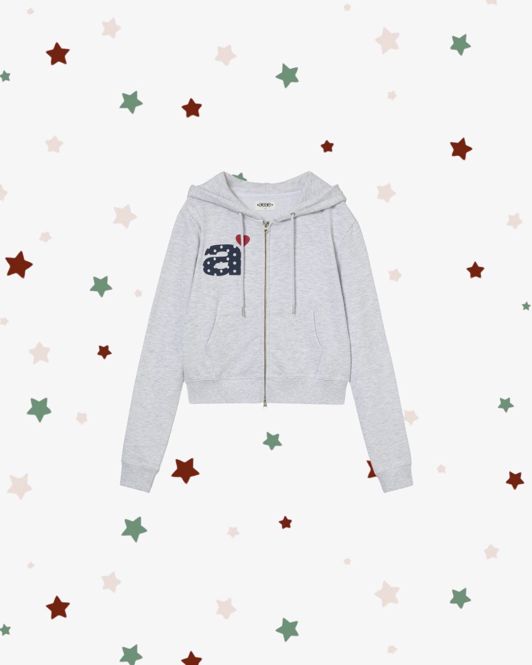 DOT SMALL LETTER CROP HOOD ZIP UP [LIGHT GREY]