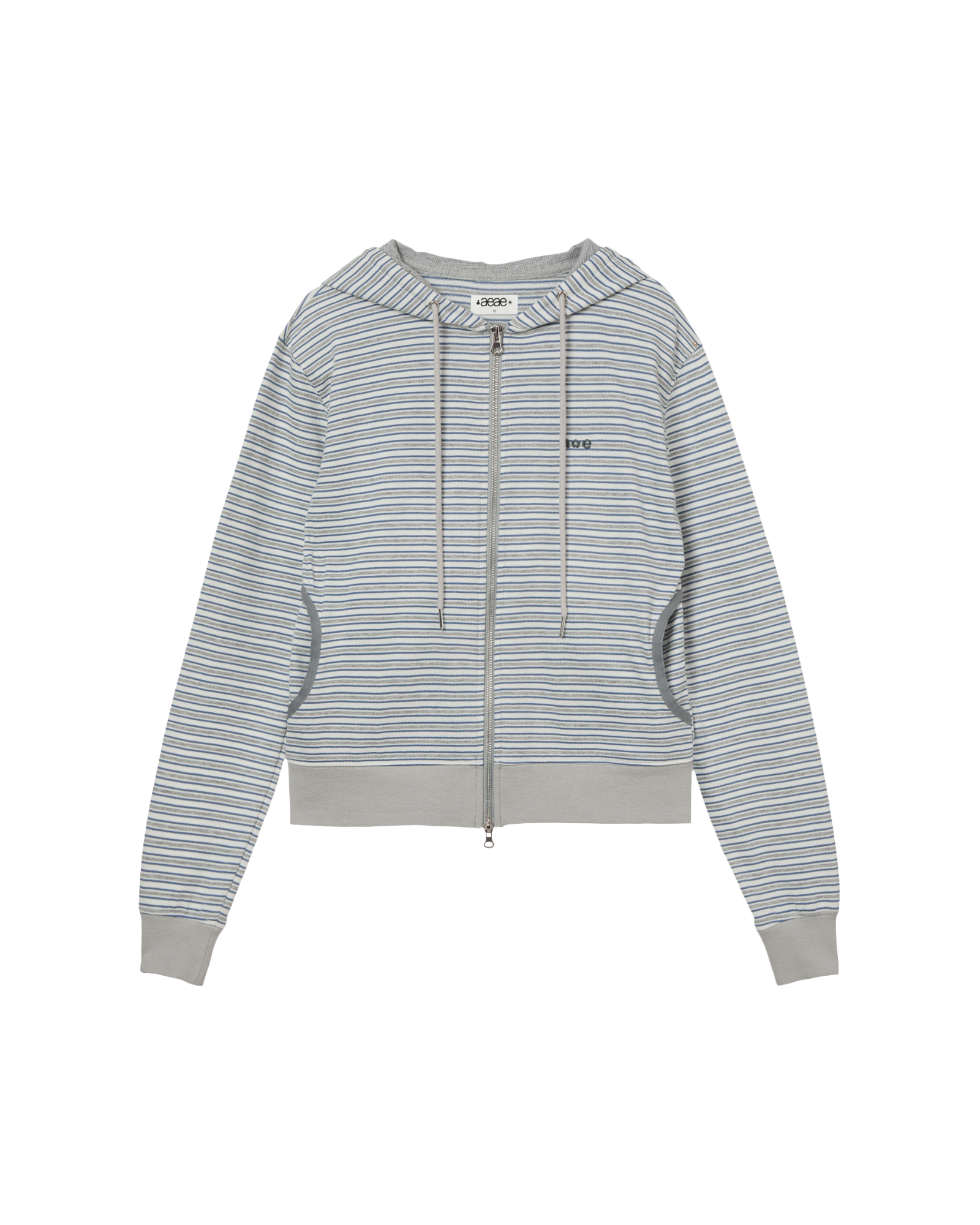 STRIPE HOODIE ZIP-UP [GREY]