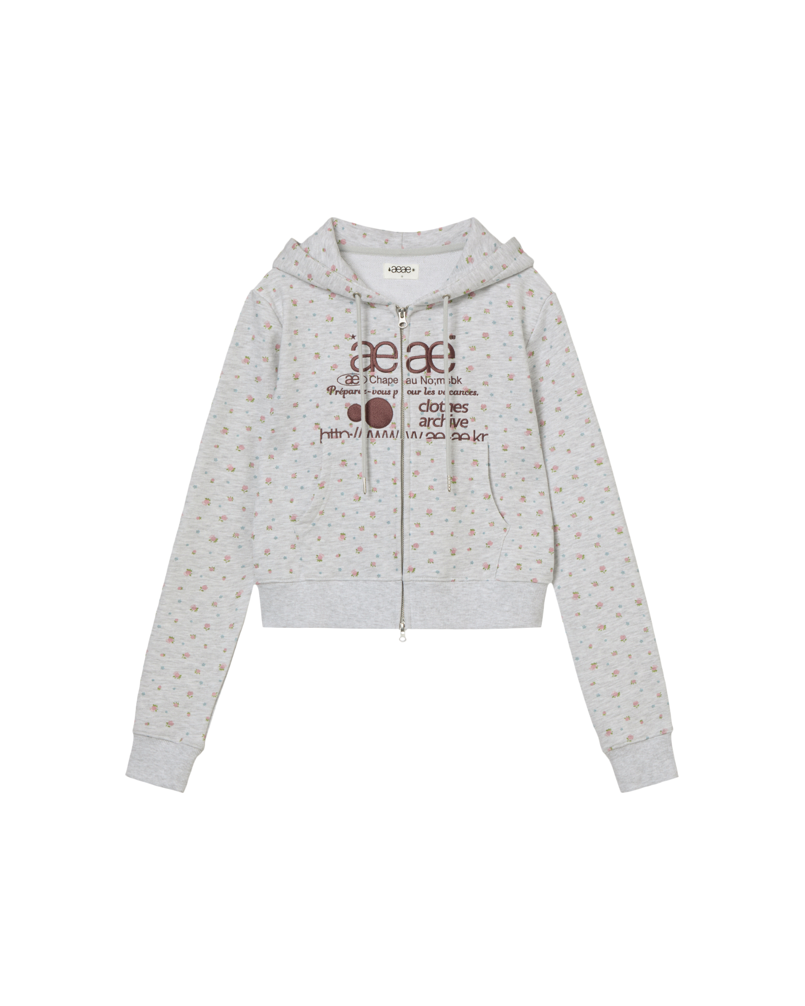 WEB LOGO FLOWER CROP HOOD ZIP-UP [PINK]