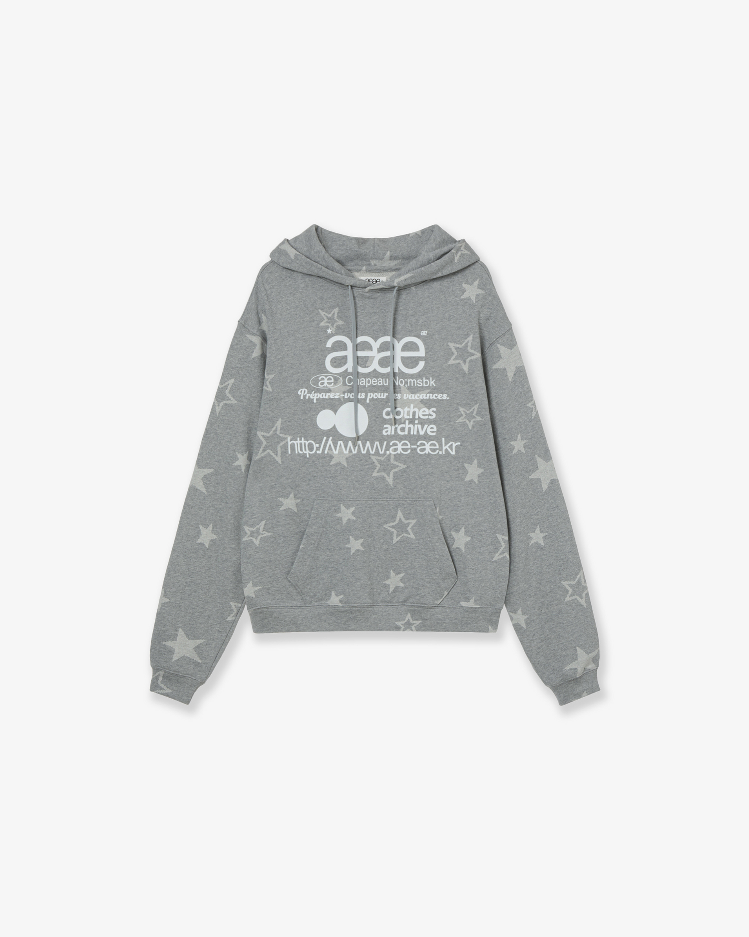 WEB LOGO STAR LOOSED HOODIE [GREY]