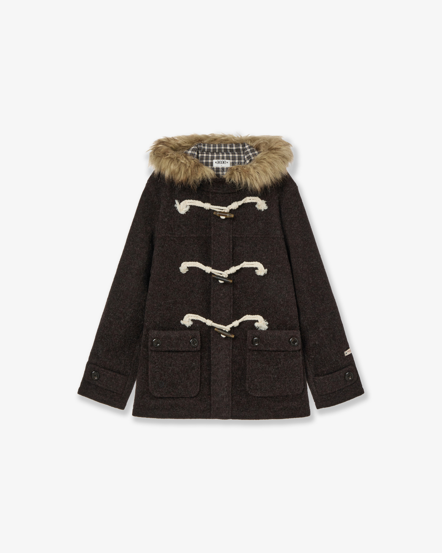 FUR HOOD DUFFLE COAT [DARK BROWN]