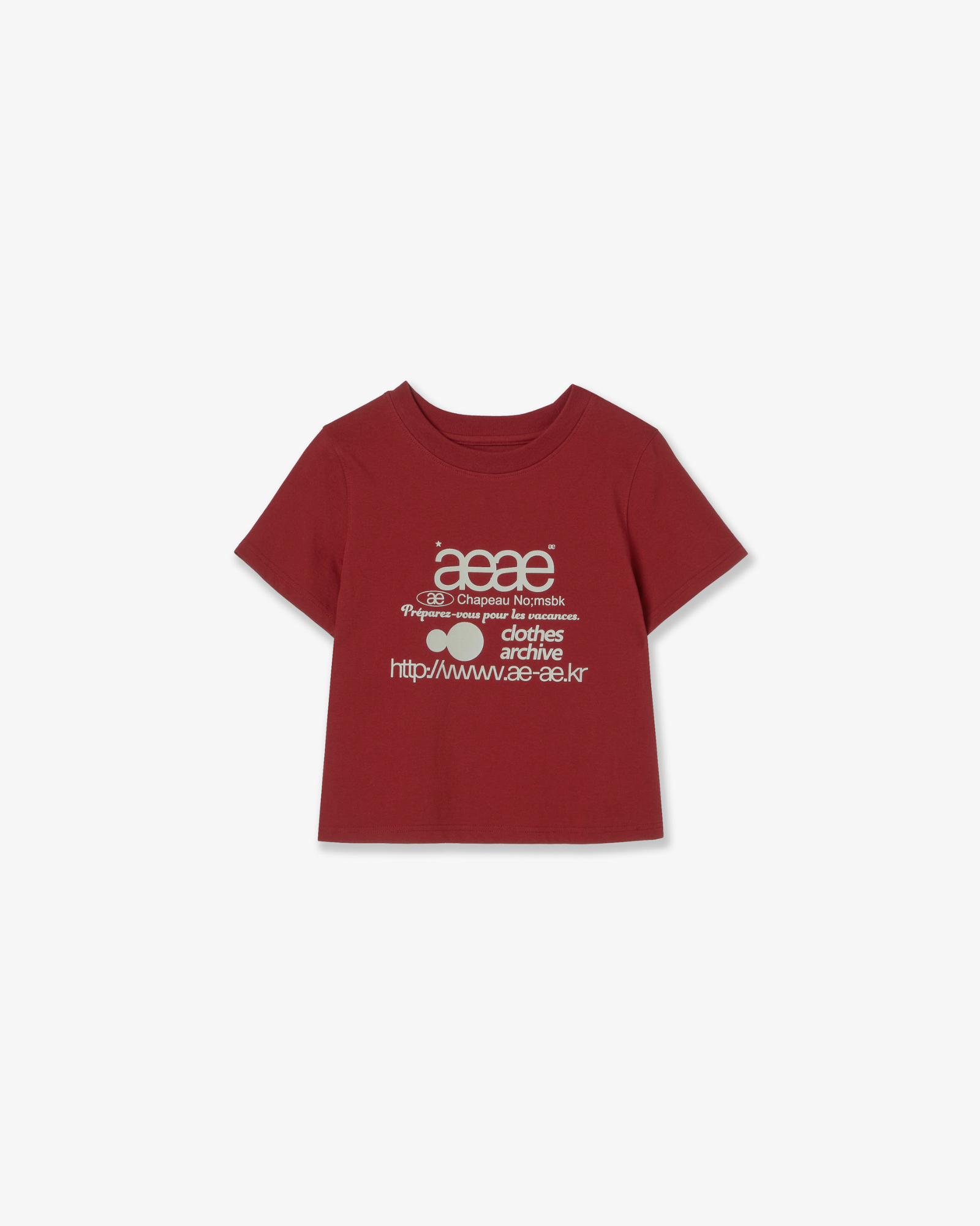 WEB LOGO CROP T-SHIRTS [BURGUNDY] – aeae JAPAN