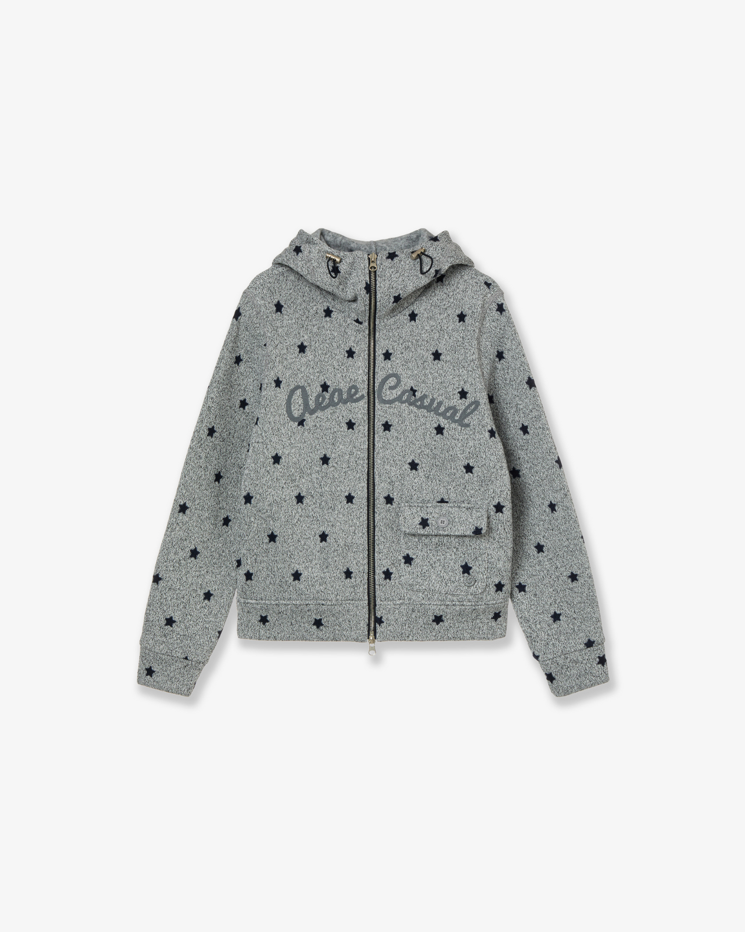 STAR HIGH NECK ZIP UP [GREY]