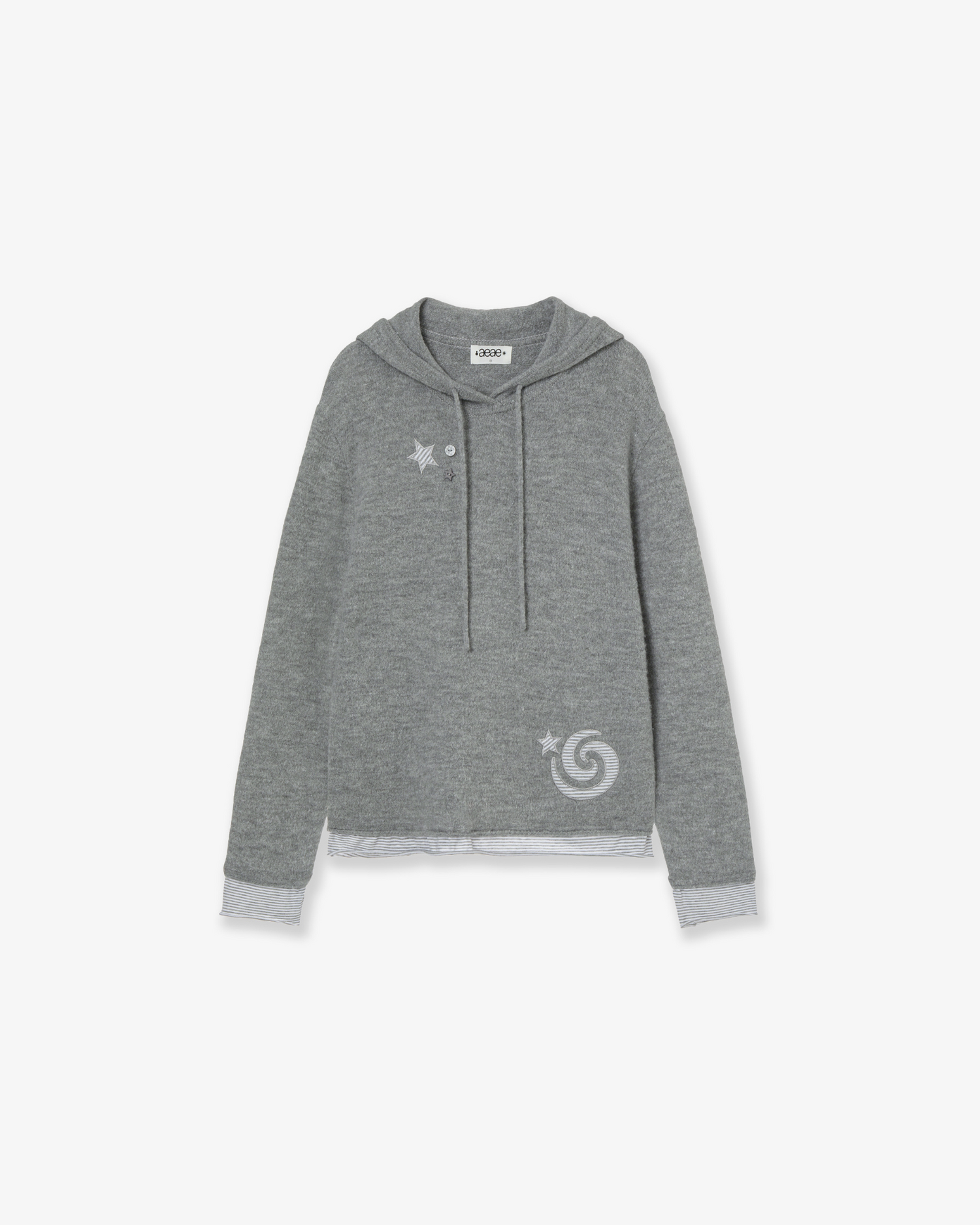 LAYERED KNIT HOODIE [GREY]
