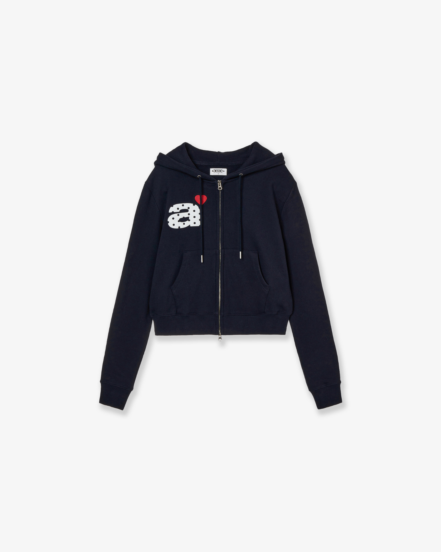 DOT SMALL LETTER CROP HOOD ZIP UP [NAVY]