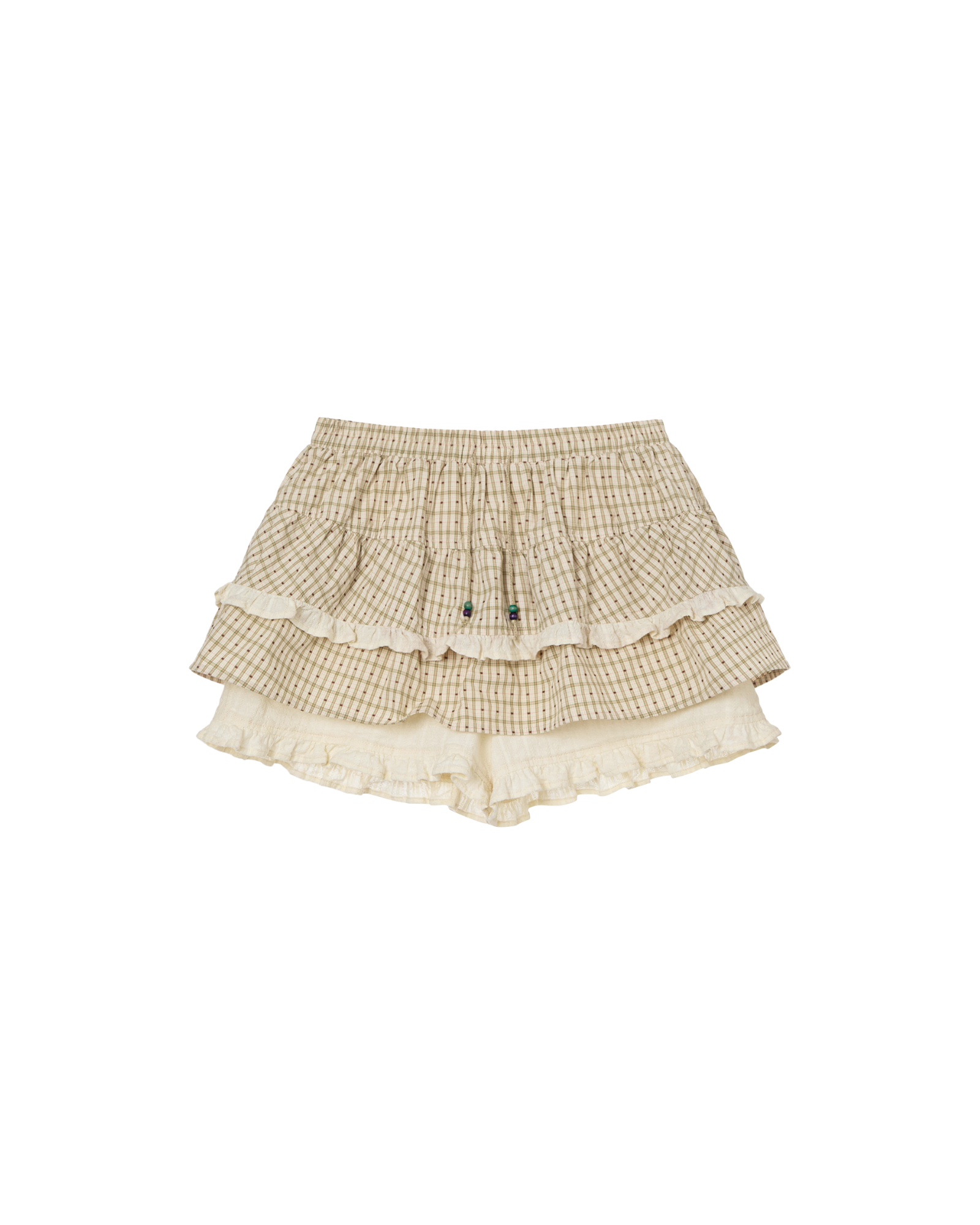 SKIRT MINI SHORTS [CHECK BEIGE]