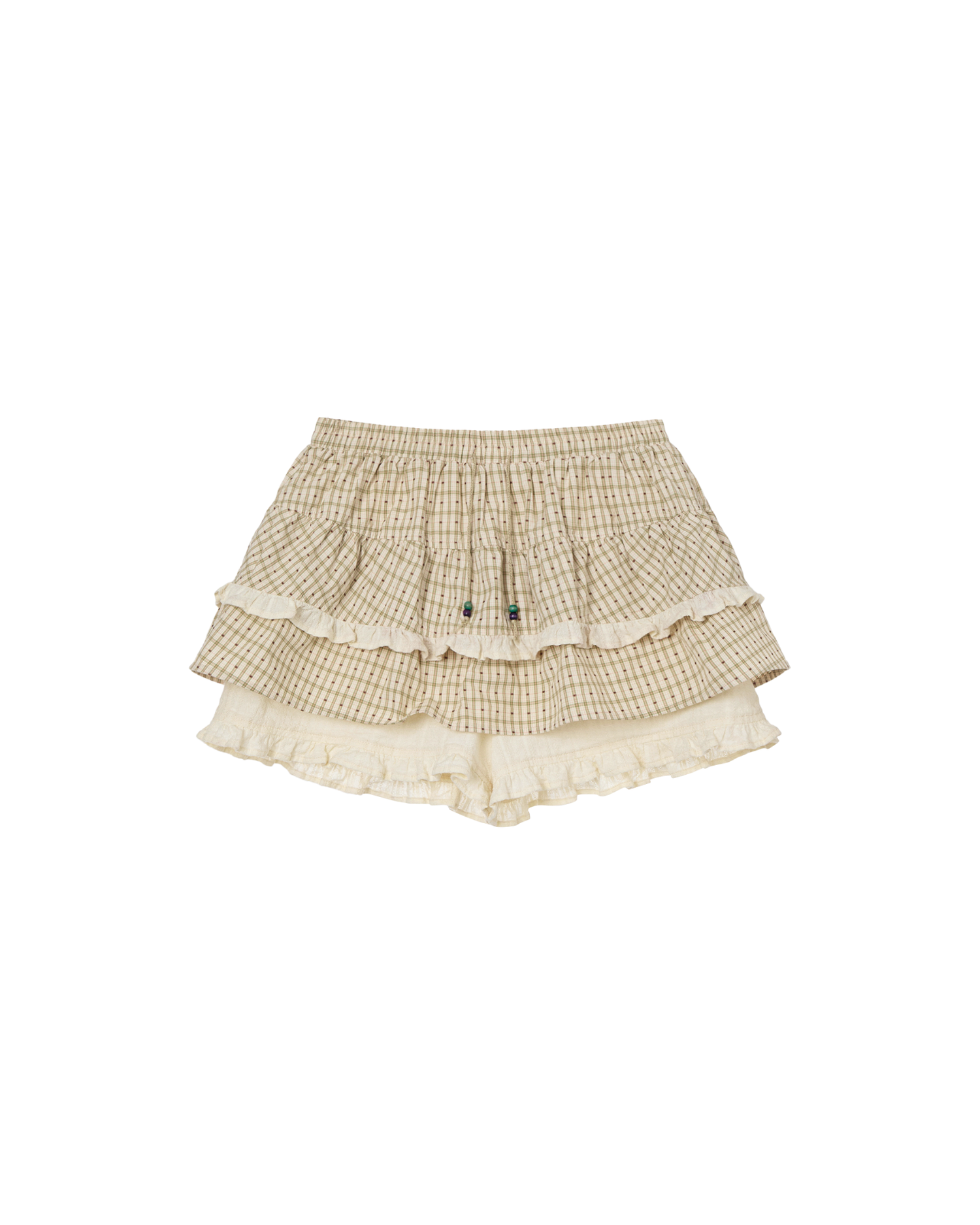 SKIRT MINI SHORTS [CHECK BEIGE]