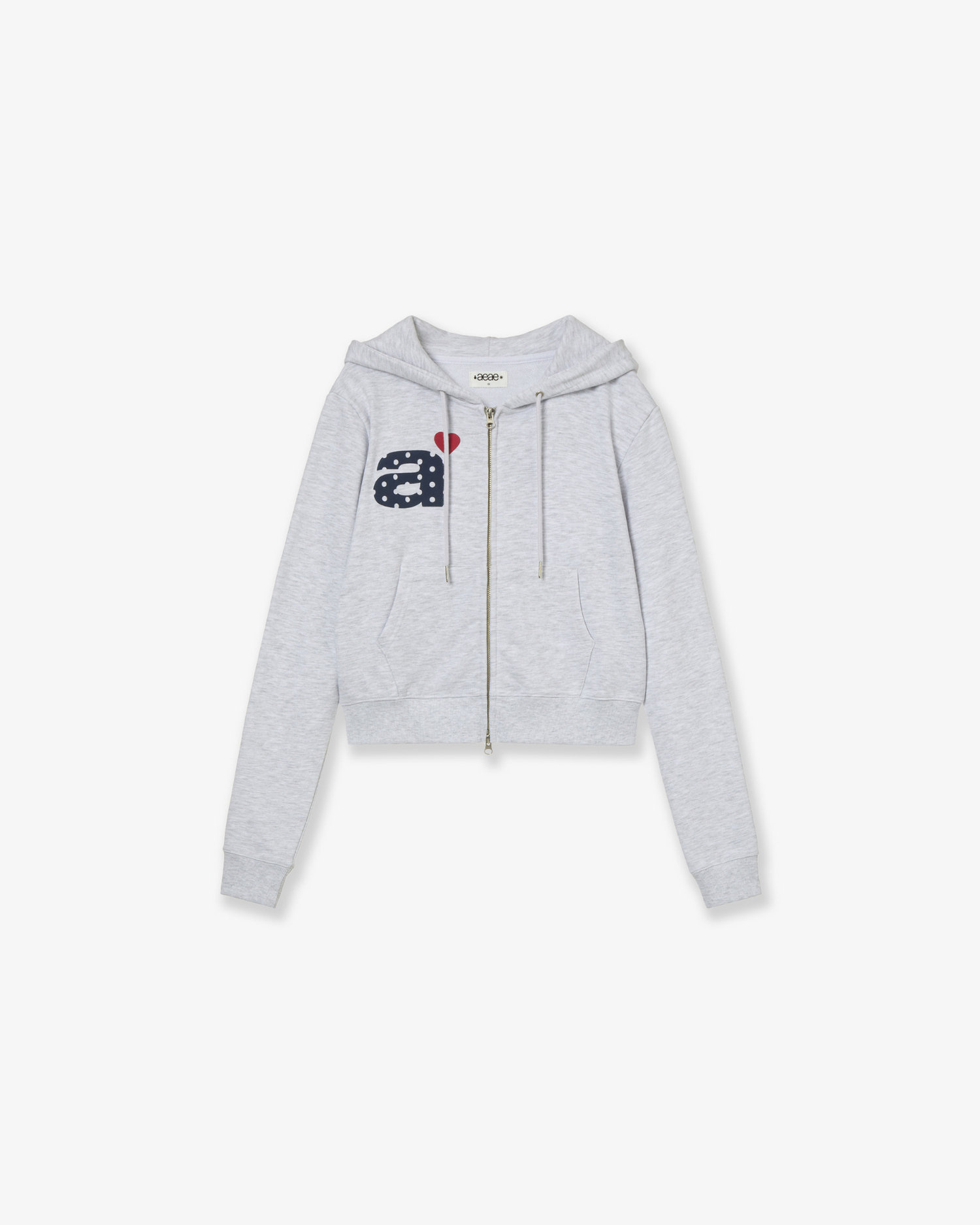 DOT SMALL LETTER CROP HOOD ZIP UP [LIGHT GREY]