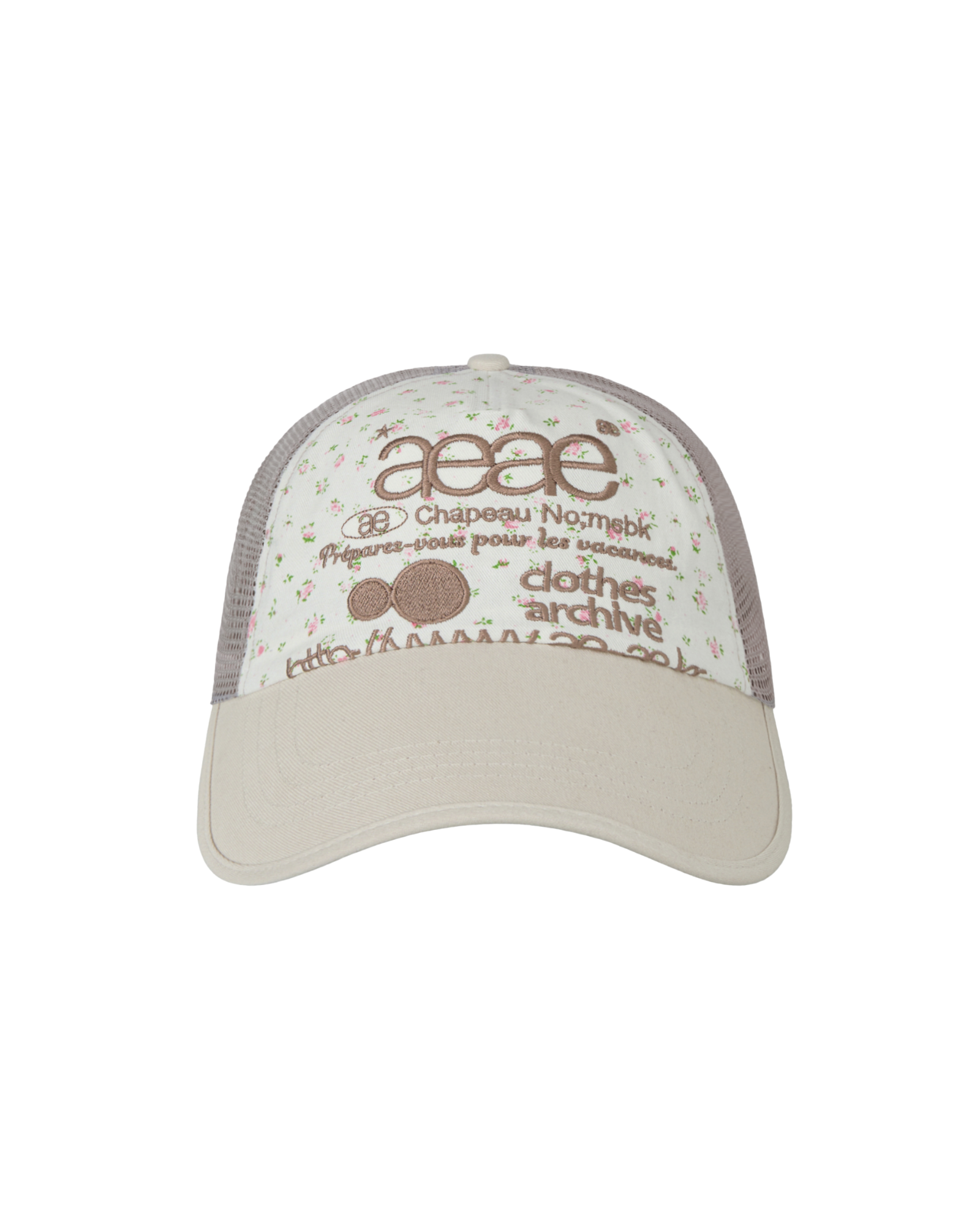 WEB LOGO FLOWER MESH CAP [WHITE/BEIGE]