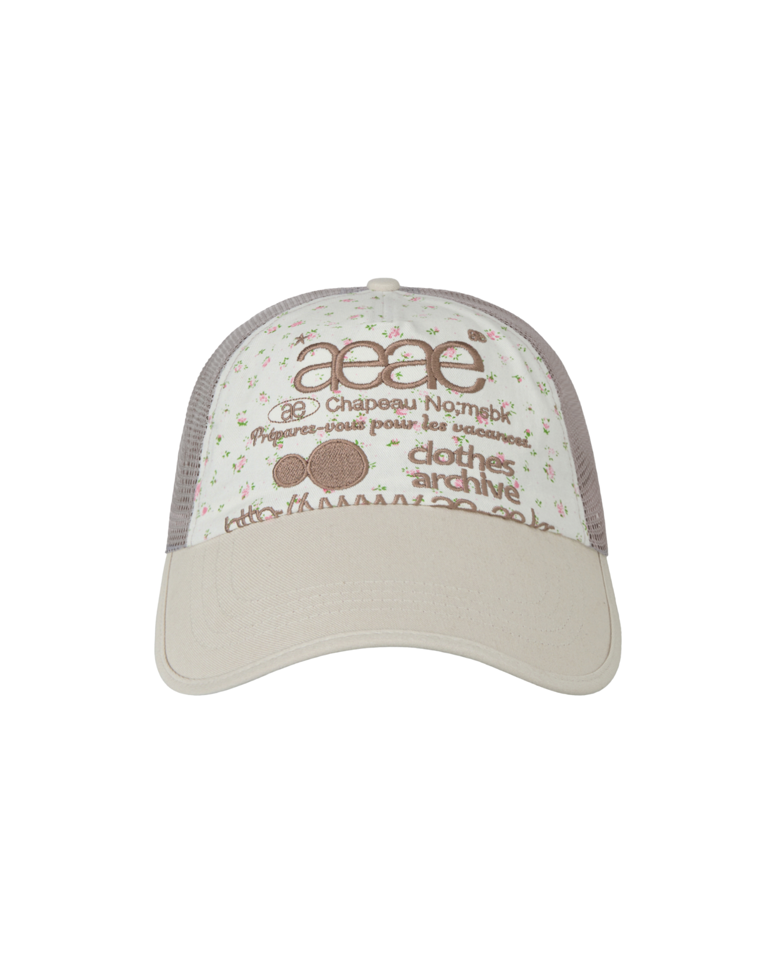 WEB LOGO FLOWER MESH CAP [WHITE/BEIGE]
