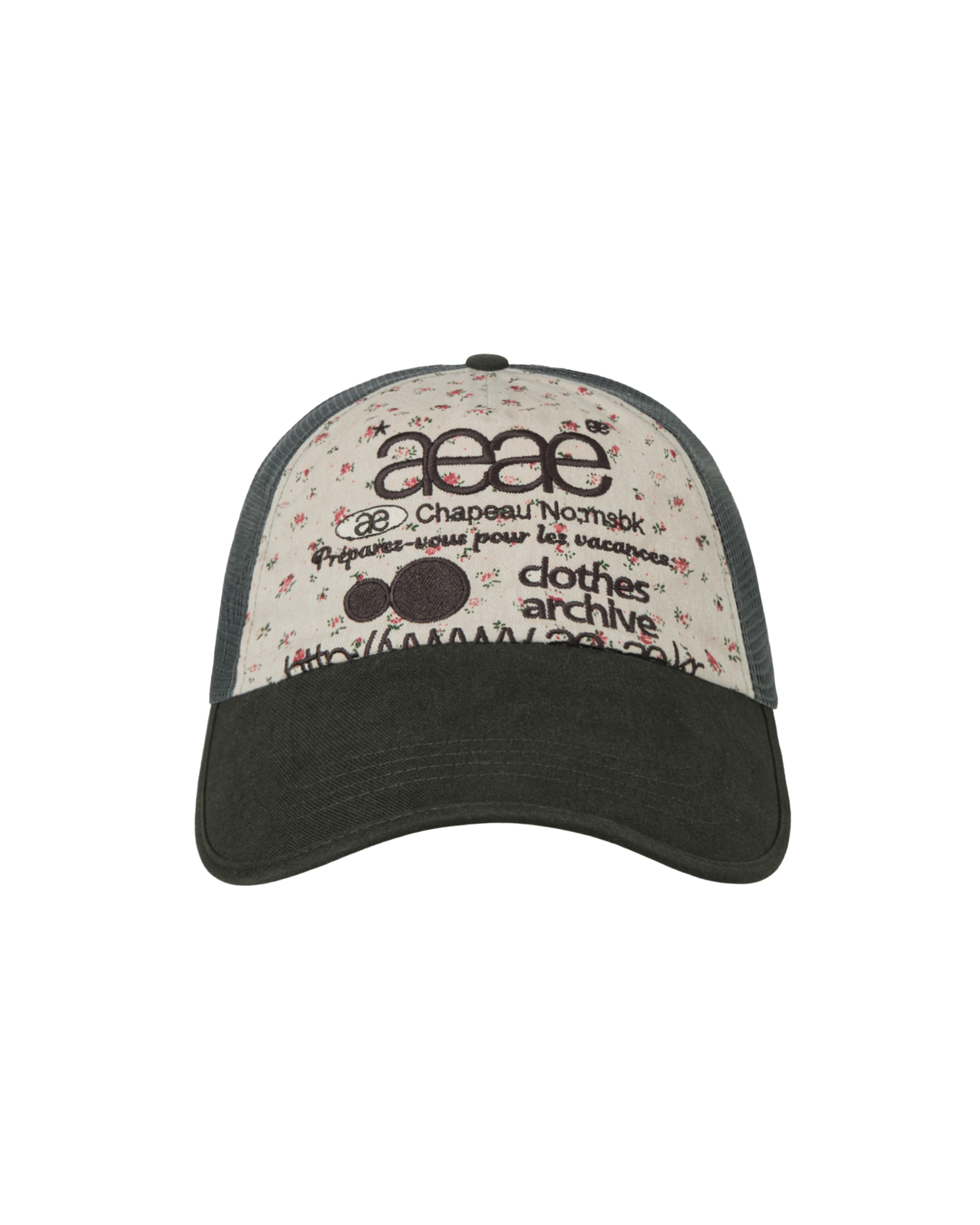 【予約商品】WEB LOGO FLOWER MESH CAP [BEIGE/DARK GREEN]