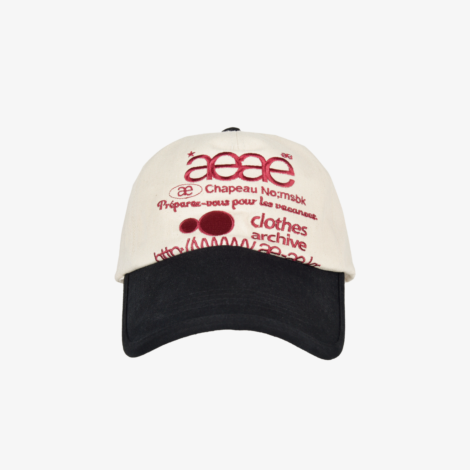 WEB LOGO 5 PANNEL BALL CAP [ECRU/BLACK]