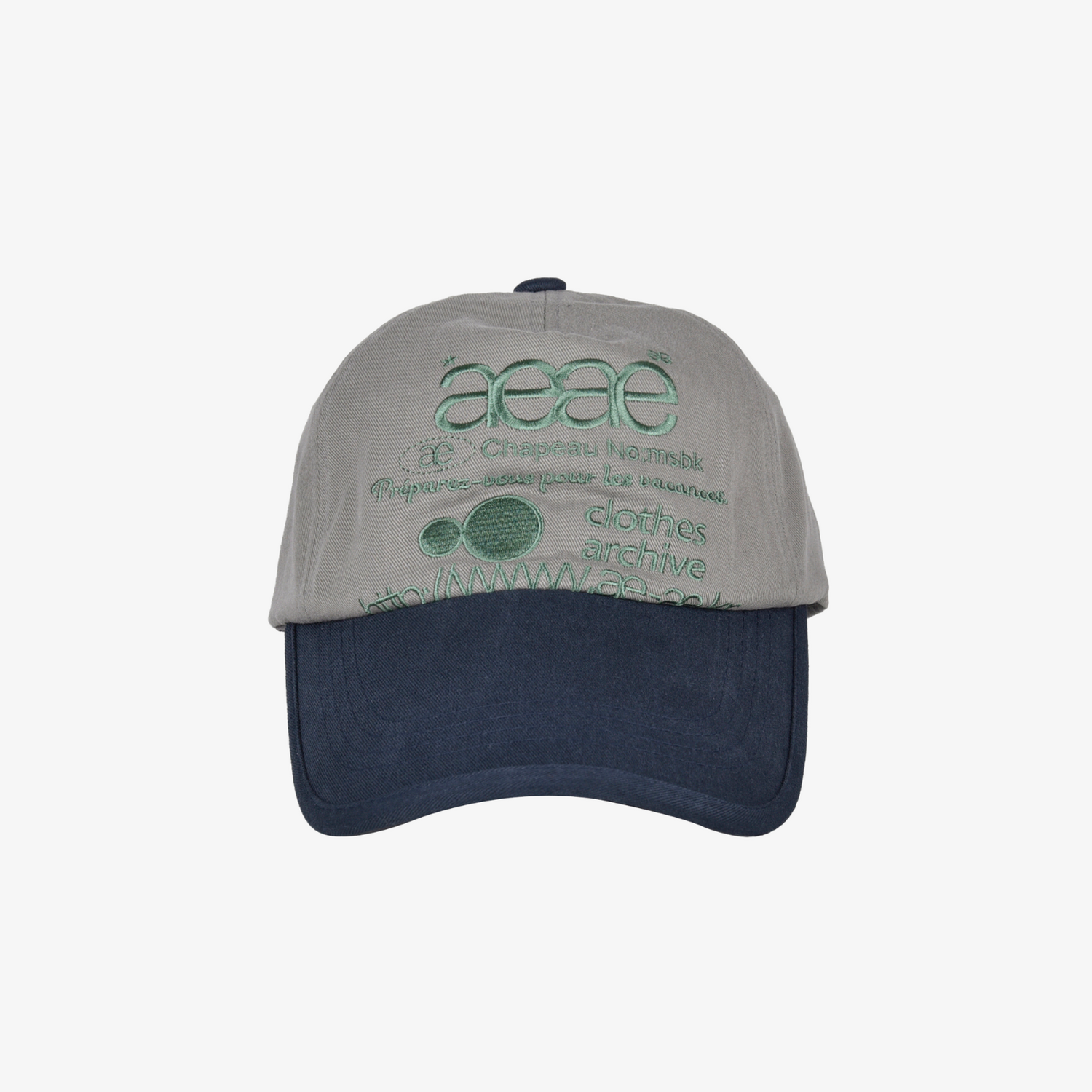 WEB LOGO 5 PANNEL BALL CAP [GREY/NAVY]