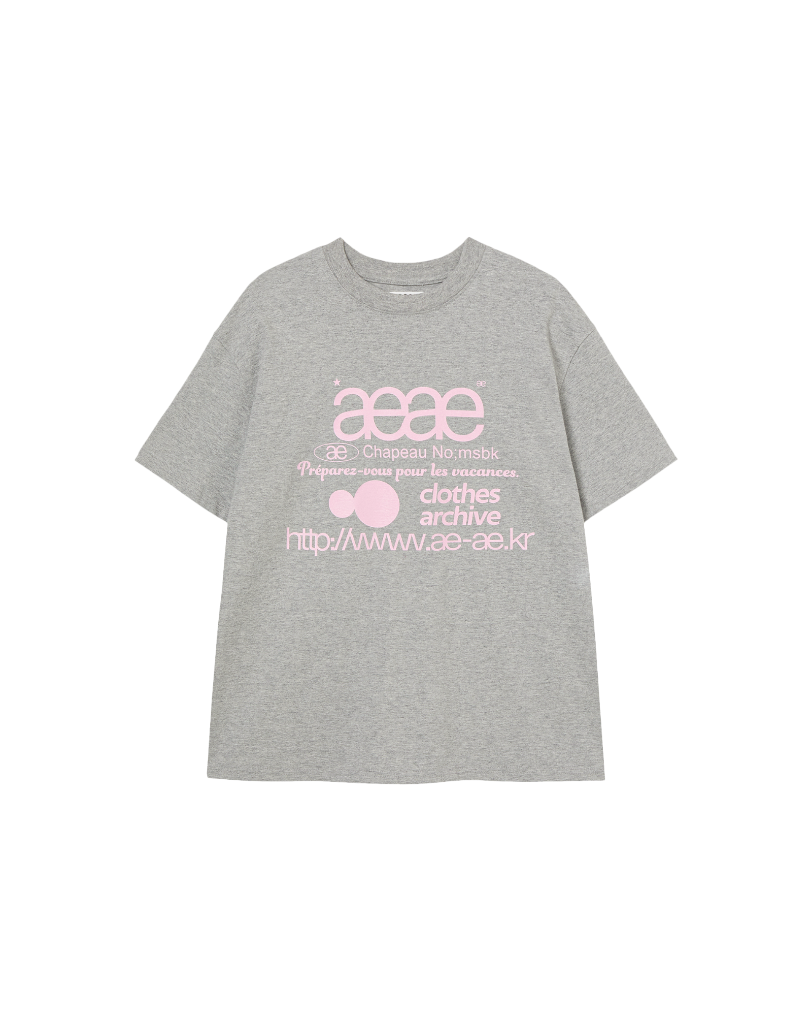 WEB LOGO T-SHIRTS [GREY/PINK]