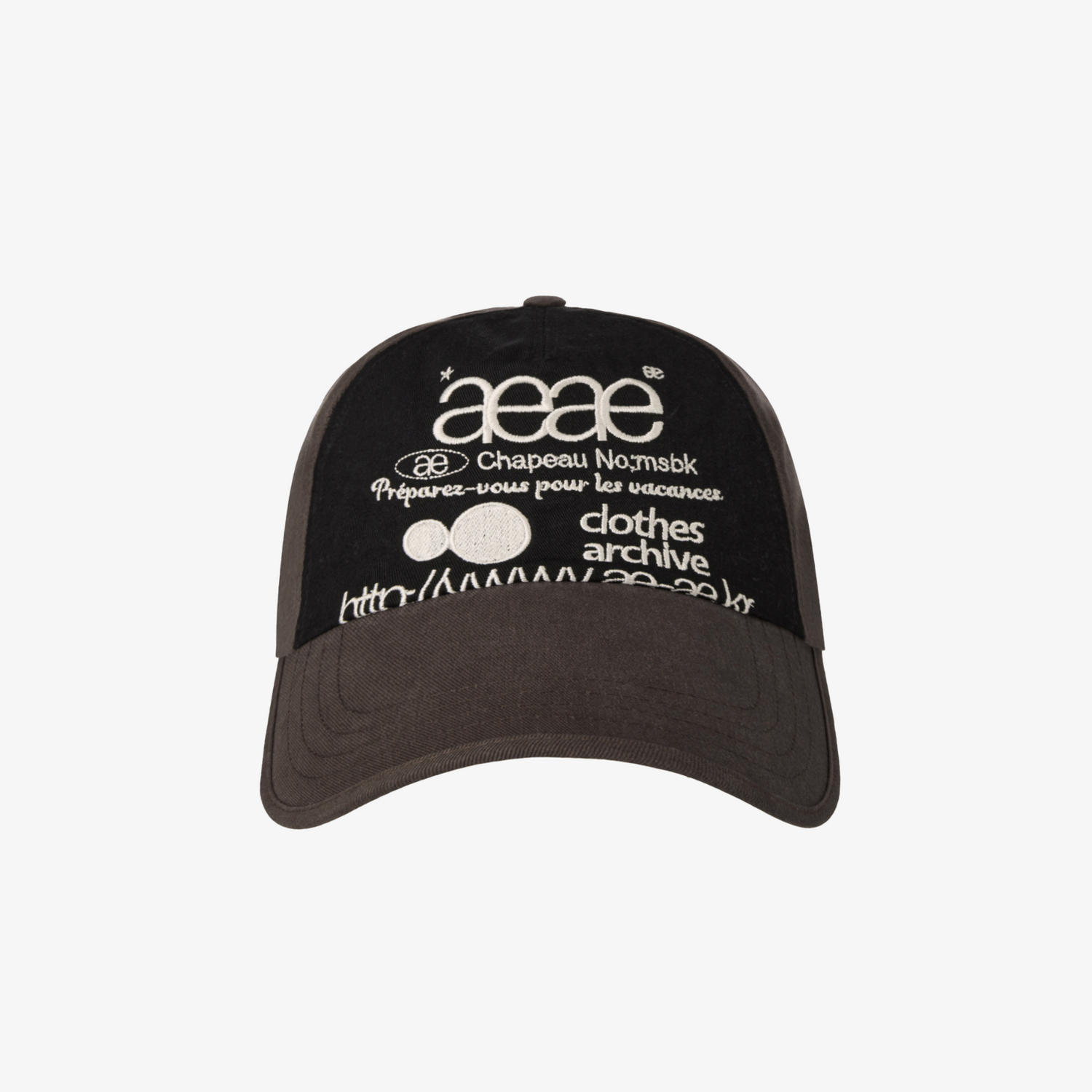 WEB LOGO 5 PANNEL BALL CAP [DARK BROWN/BLACK]