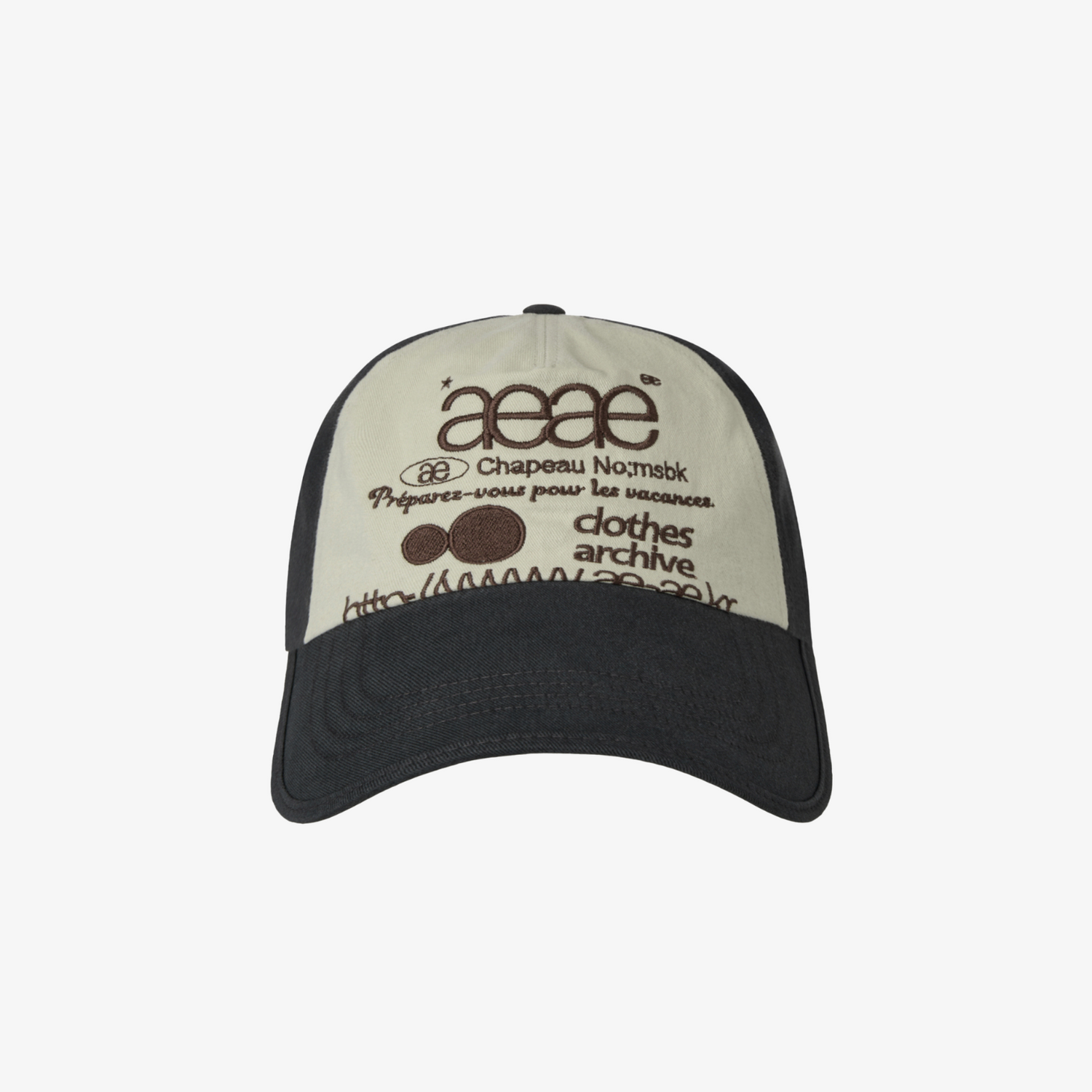 WEB LOGO 5 PANNEL BALL CAP [NAVY/IVORY]