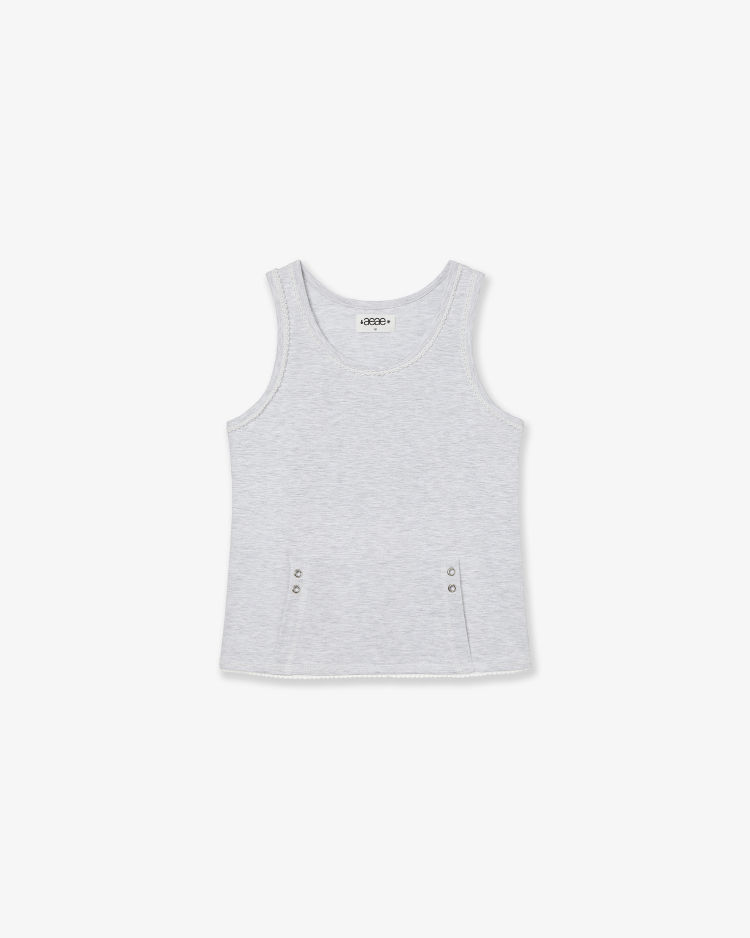 LACE POCKET SLEEVELESS [LIGHT GREY]