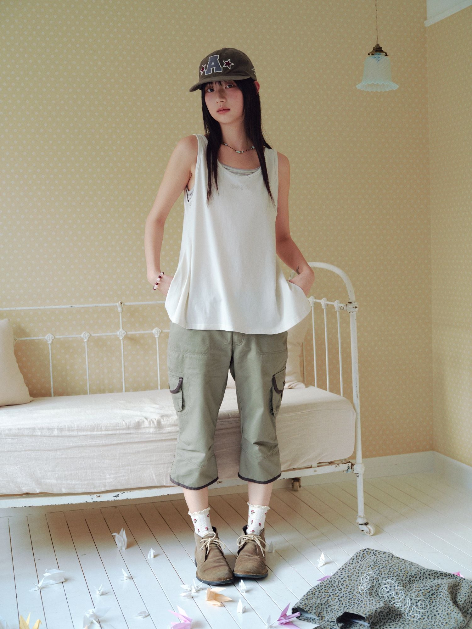 STRIPE LAYERED SLEEVELESS [IVORY]
