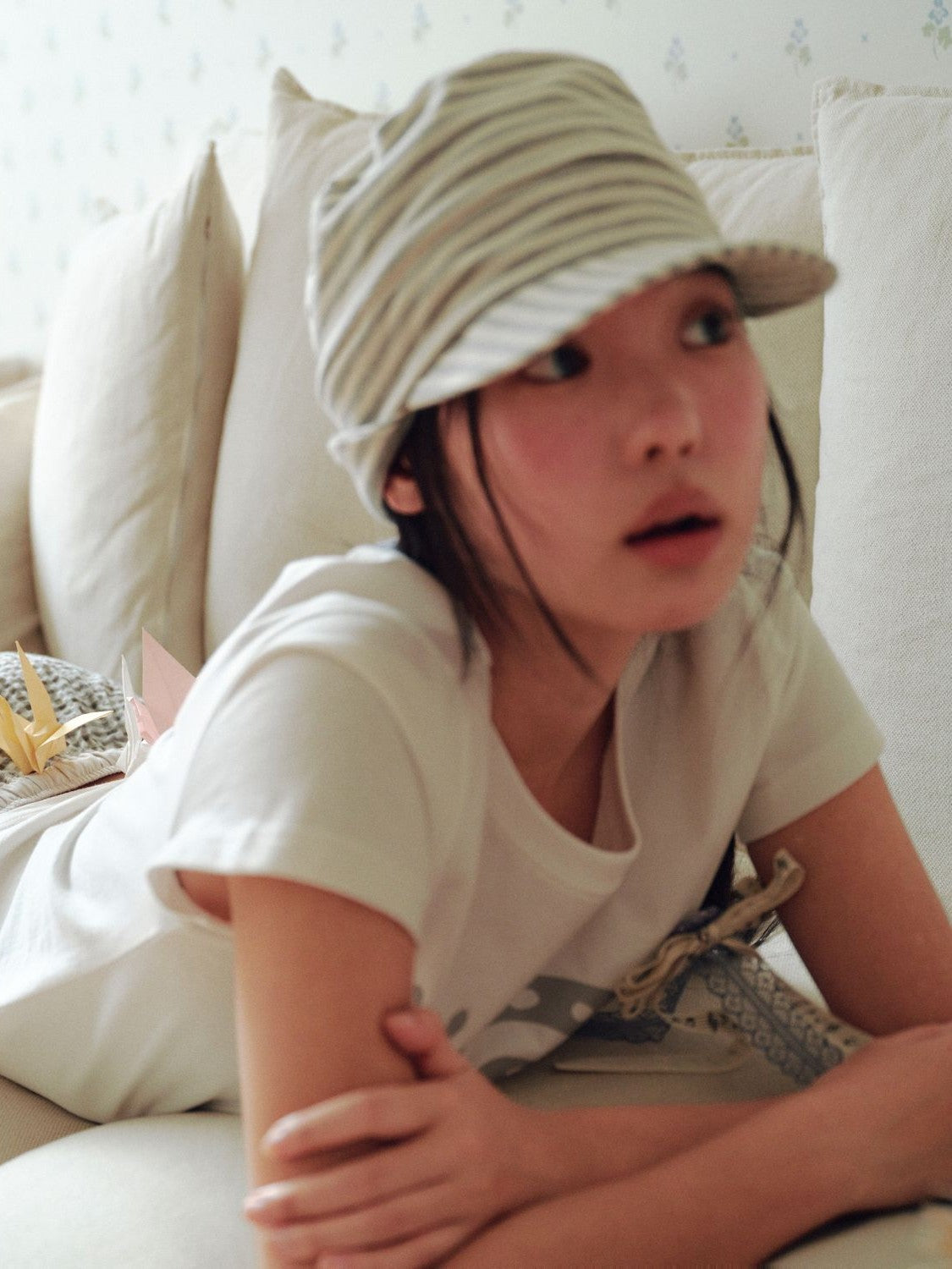 STRIPE PILED CAP [GREY]